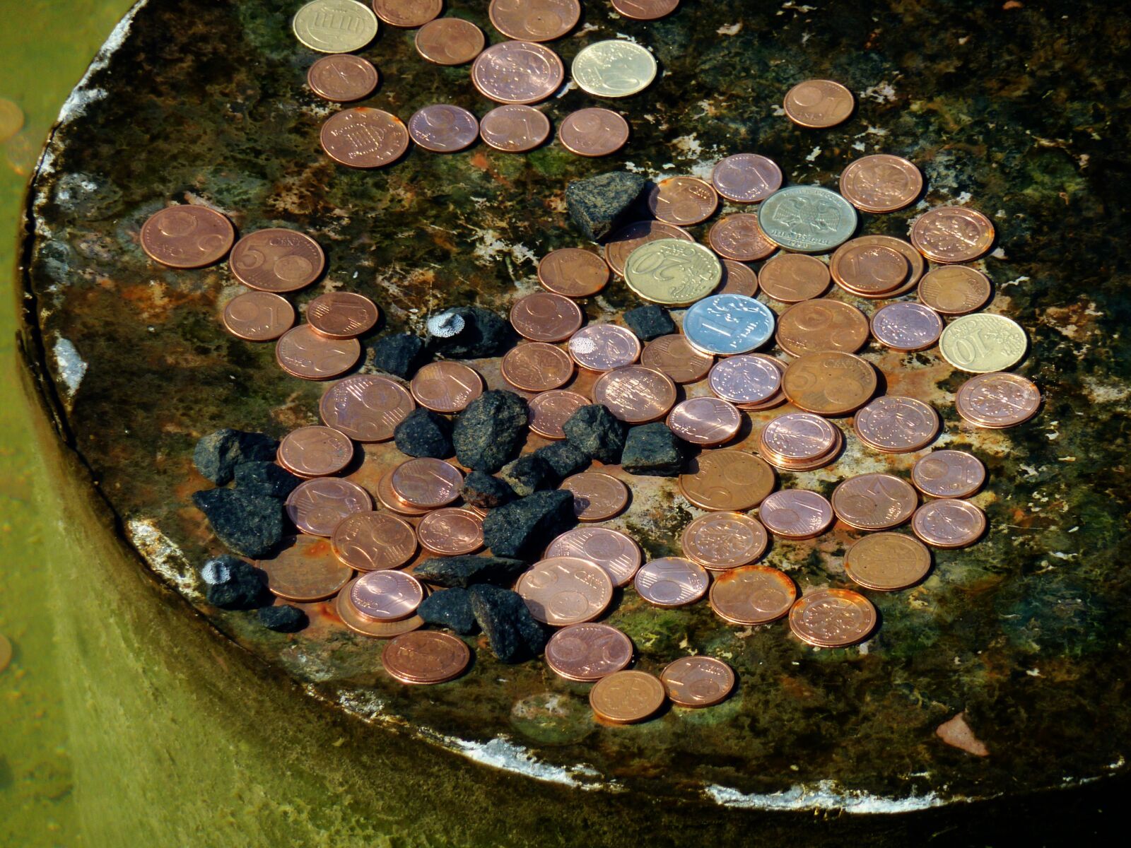 Panasonic DMC-TZ7 sample photo. Coins, fountain, lucky charm photography