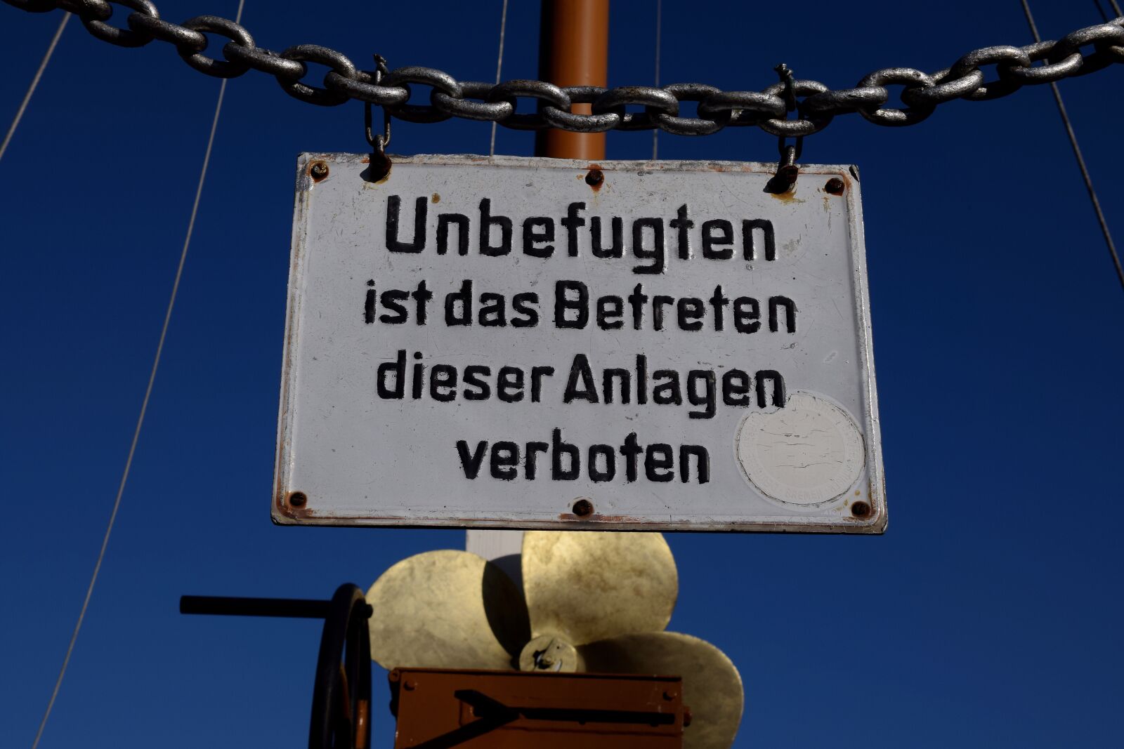 Nikon D5300 sample photo. Warnschild, blue sky, ship photography