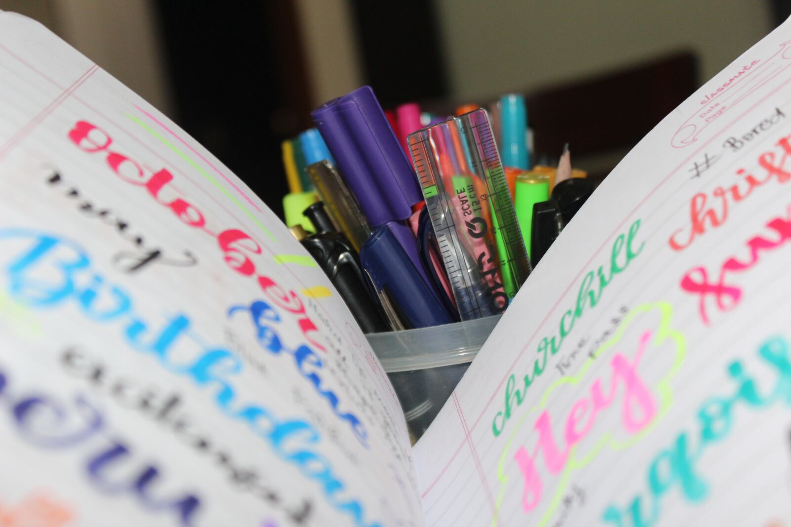 Canon EOS 1200D (EOS Rebel T5 / EOS Kiss X70 / EOS Hi) sample photo. Stationary, doodle, lettering photography