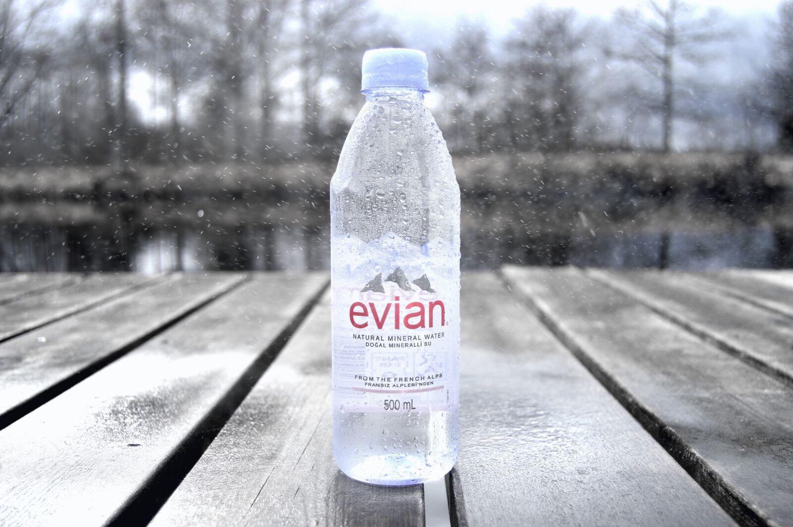 Nikon D3200 sample photo. Bottle, bridge, evian, water photography