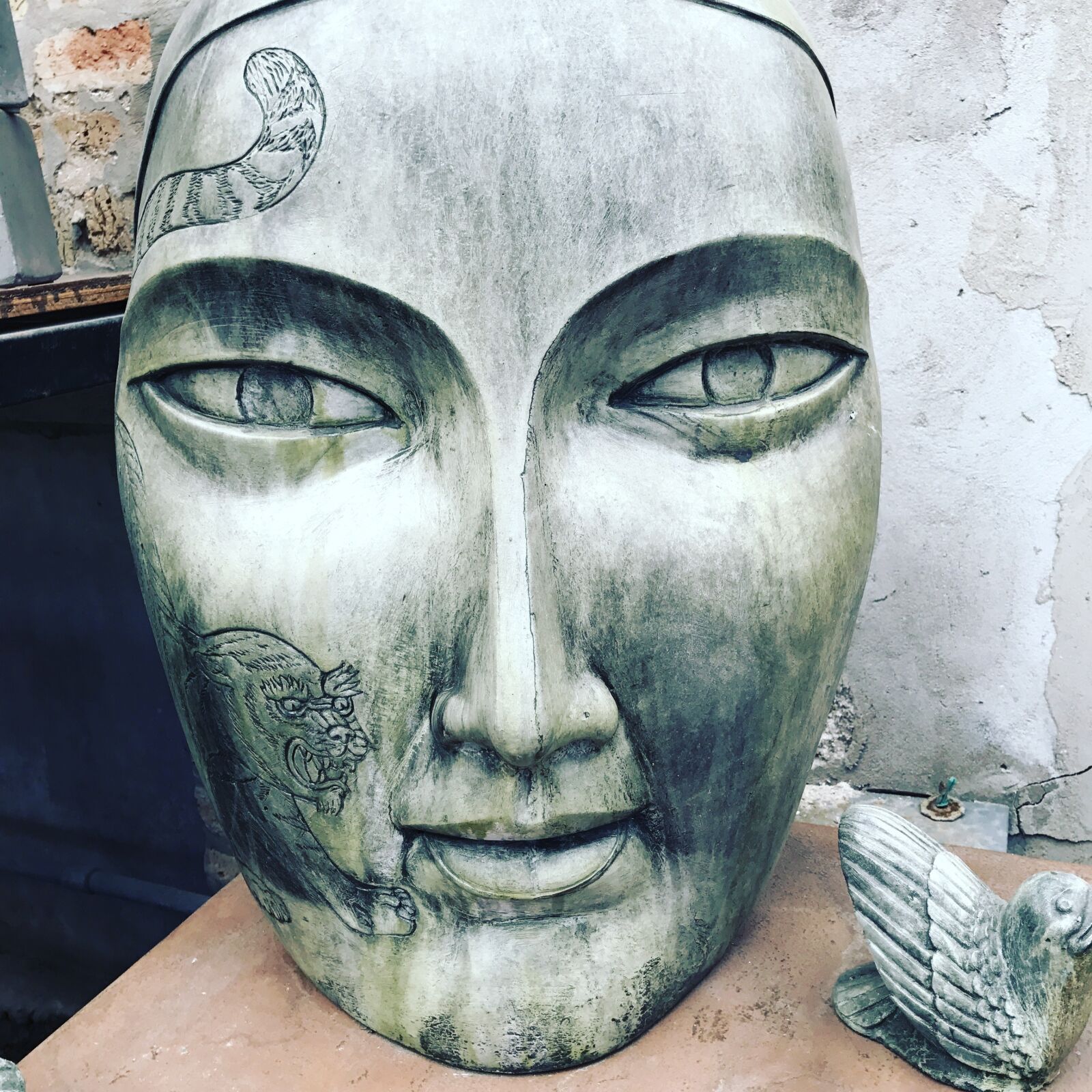 Apple iPhone 7 sample photo. Garden ornament, stone lady photography