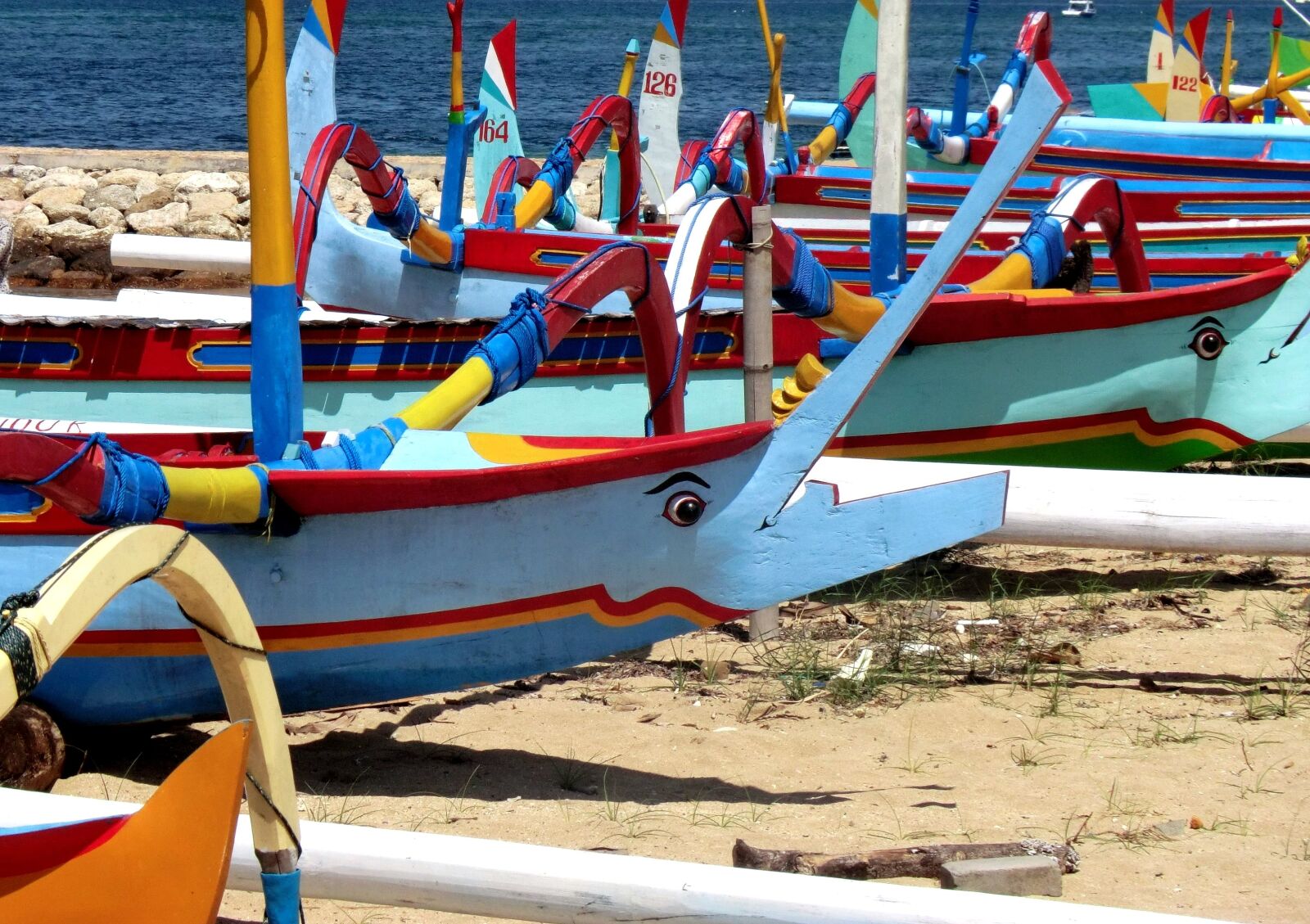 CASIO EX-H20G sample photo. Fishing boats, beach, bali photography