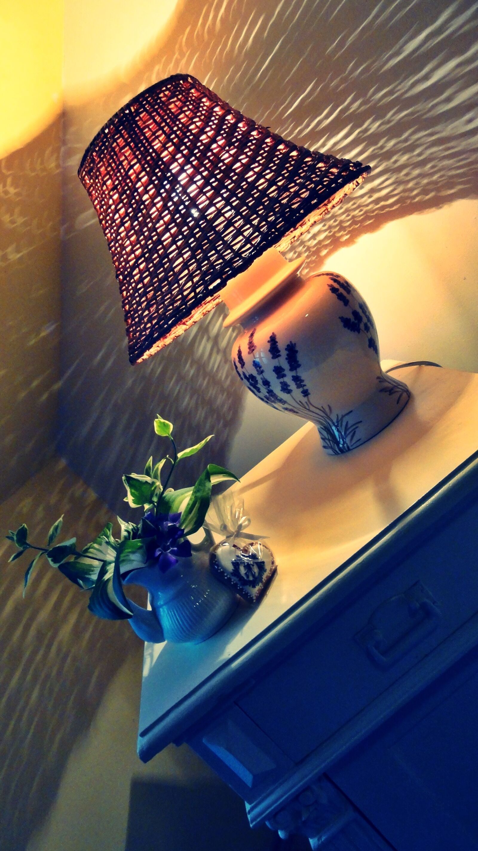 Sony DSC-HX5V sample photo. Lavender, night, lights, nightstand photography