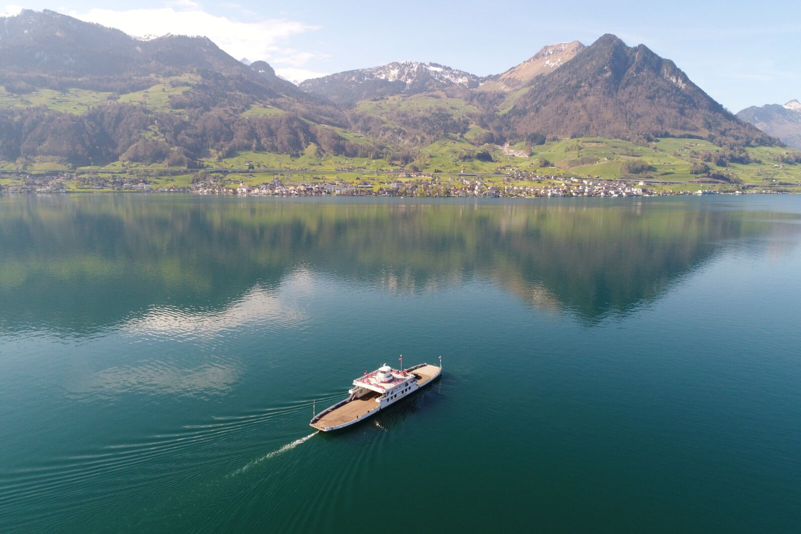 DJI FC6310 sample photo. Ferry, lake lucerne region photography