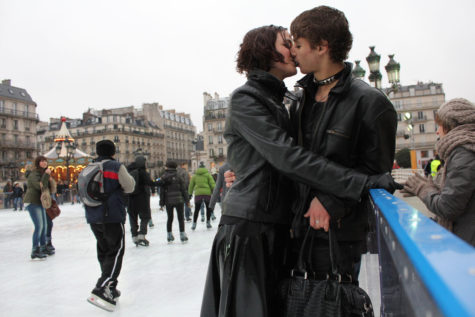 Canon EF-S 18-55mm F3.5-5.6 IS sample photo. Ice, skating, rink, lovers photography