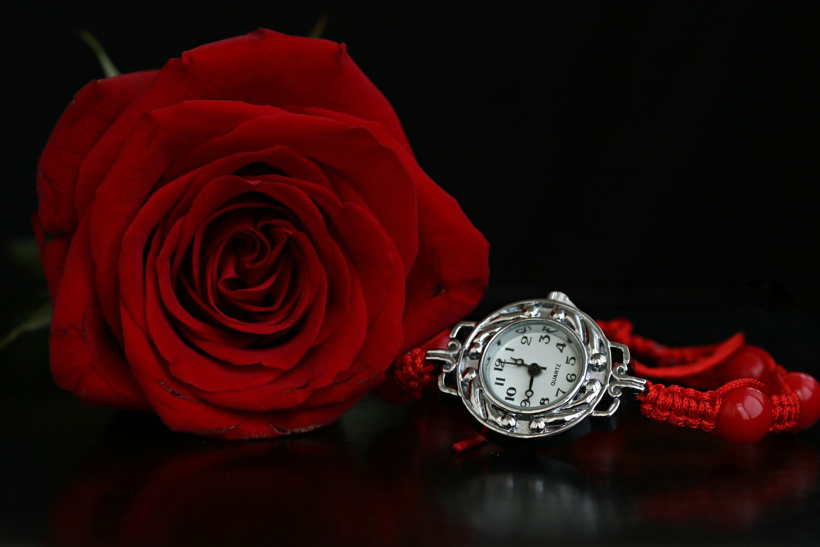 Canon EF-S 60mm F2.8 Macro USM sample photo. Watch, rose, bracelet photography