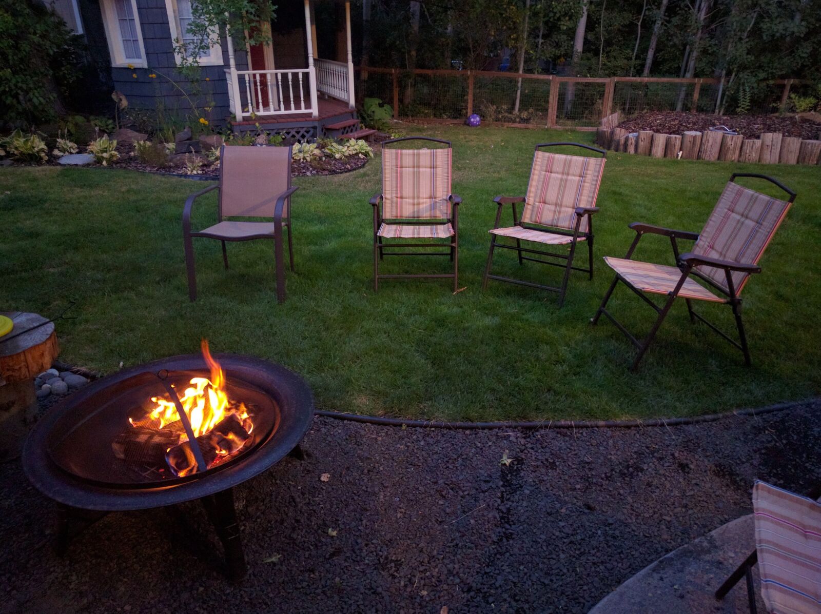 Google Nexus 6P sample photo. Backyard, fire pit, chairs photography