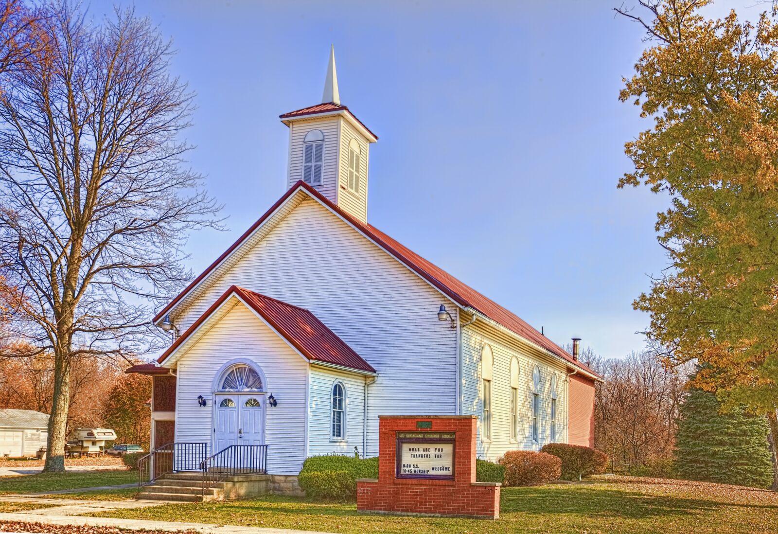 Canon EOS 5D Mark II sample photo. Country church, scenery, trees photography