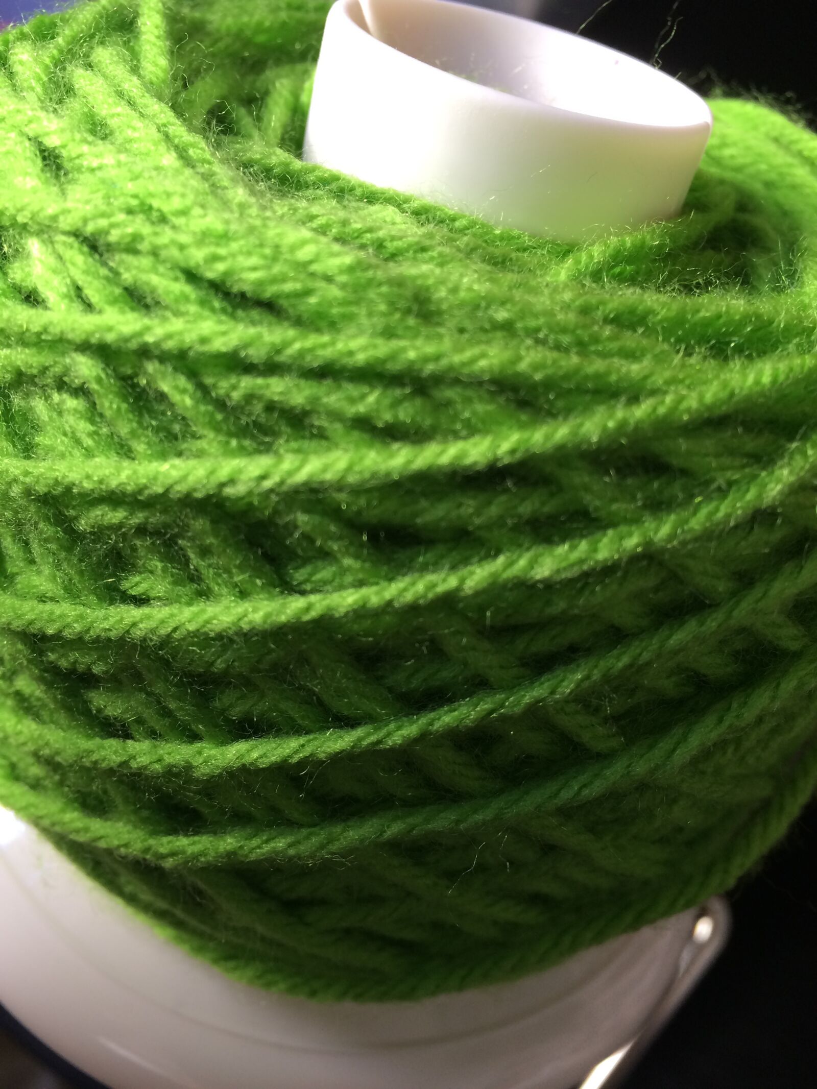 Apple iPhone 5s sample photo. Yarn, green, knitting photography