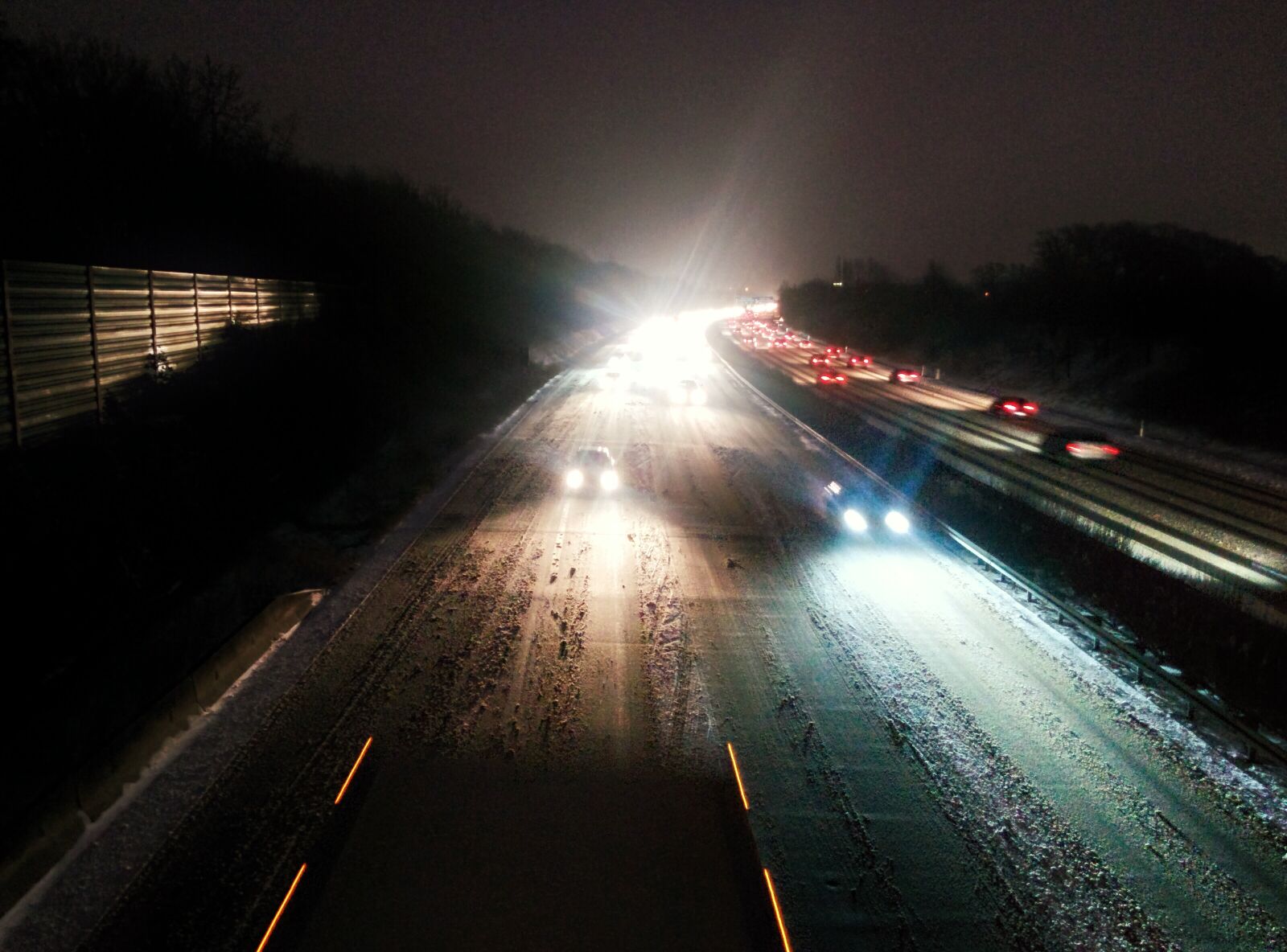 LG Nexus 5 sample photo. Cars, highway, lights, snow photography
