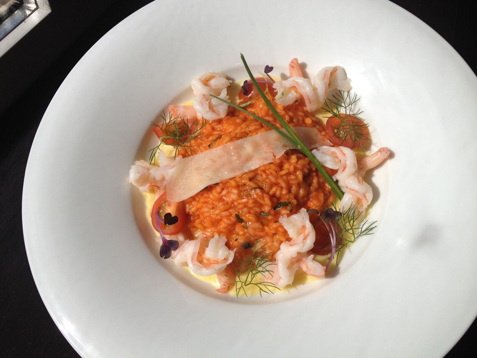 Apple iPhone 4S sample photo. Prawns, risotto photography
