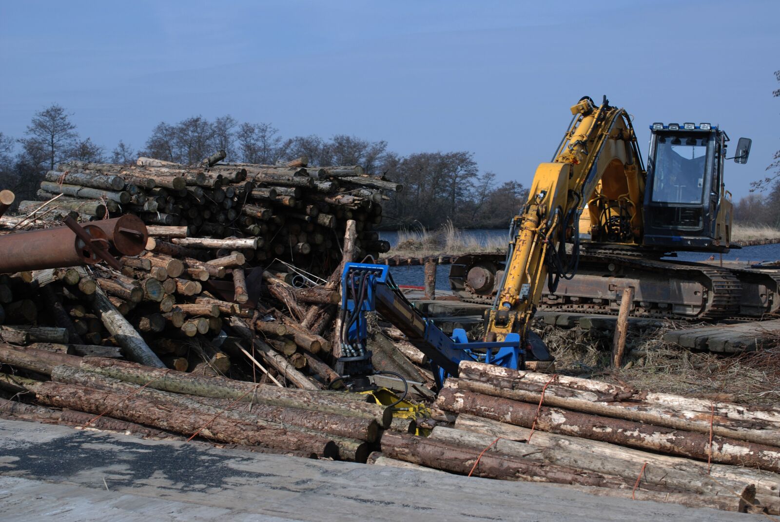 Nikon D80 sample photo. Excavator, blue sky, trees photography
