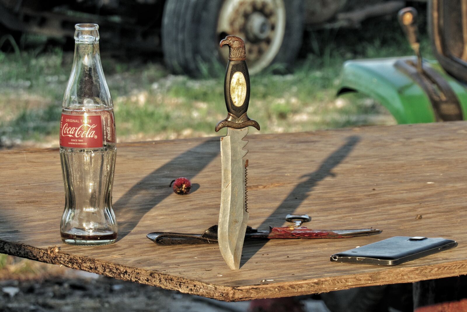 Canon PowerShot SX530 HS sample photo. Knife, coke, sheath photography