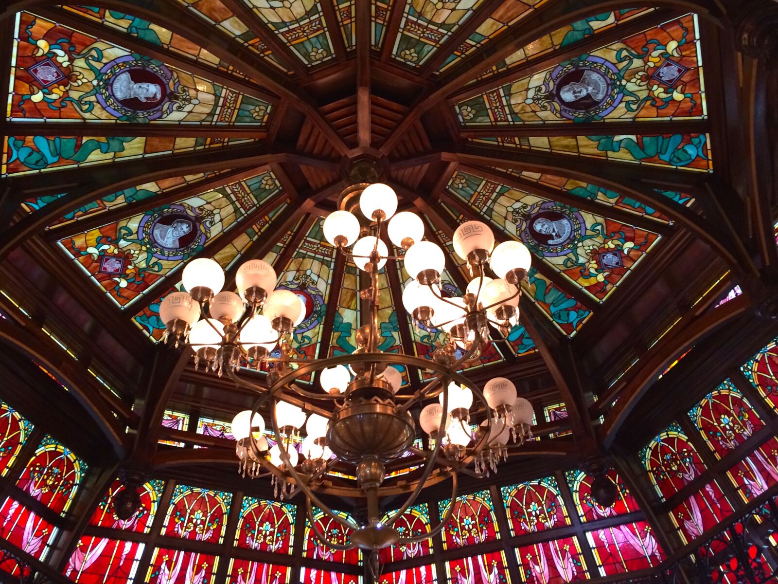 iPhone 5s back camera 4.15mm f/2.2 sample photo. Disneyland, ceiling, stained glass photography
