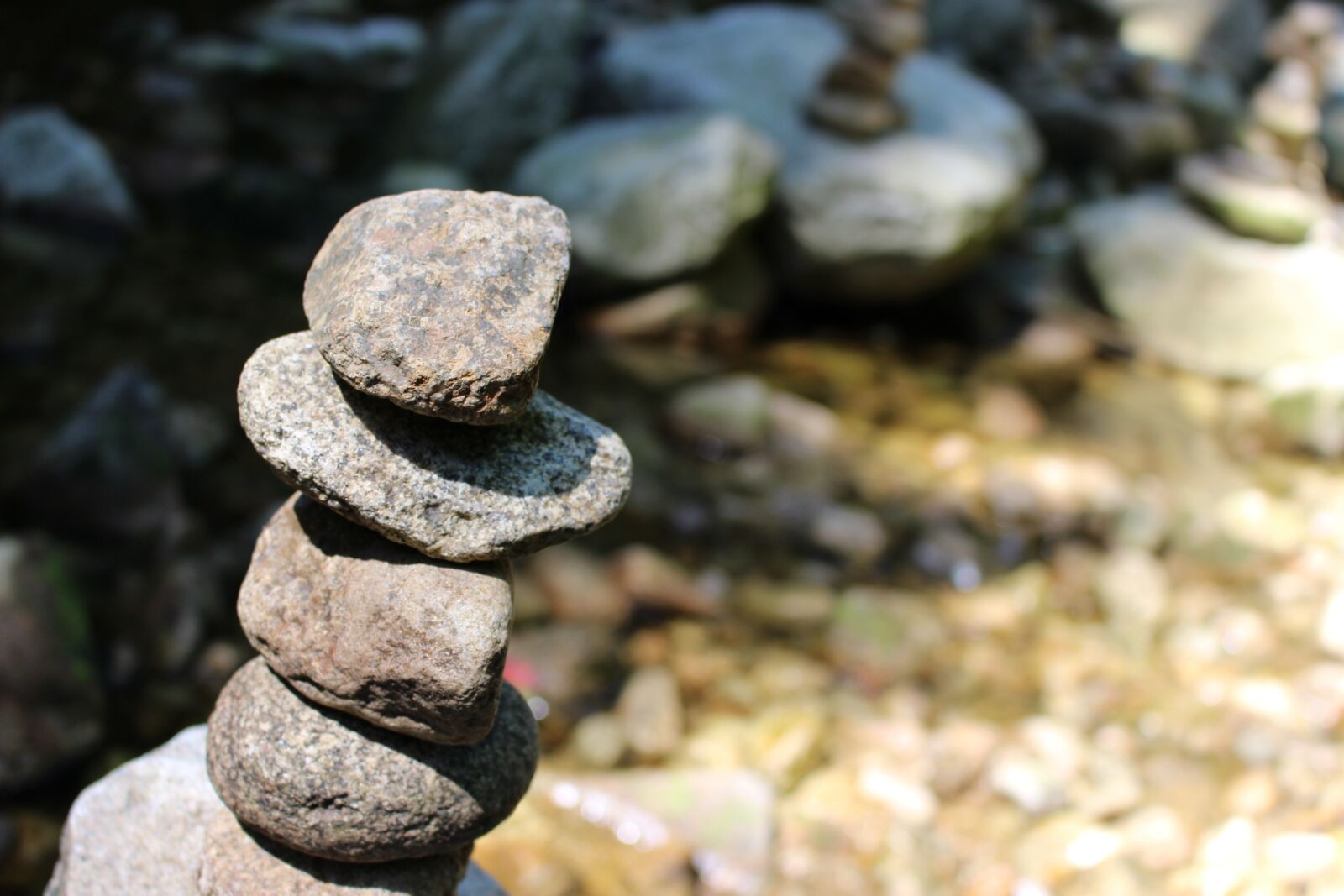 Canon EOS 100D (EOS Rebel SL1 / EOS Kiss X7) sample photo. Land art, stones, river photography