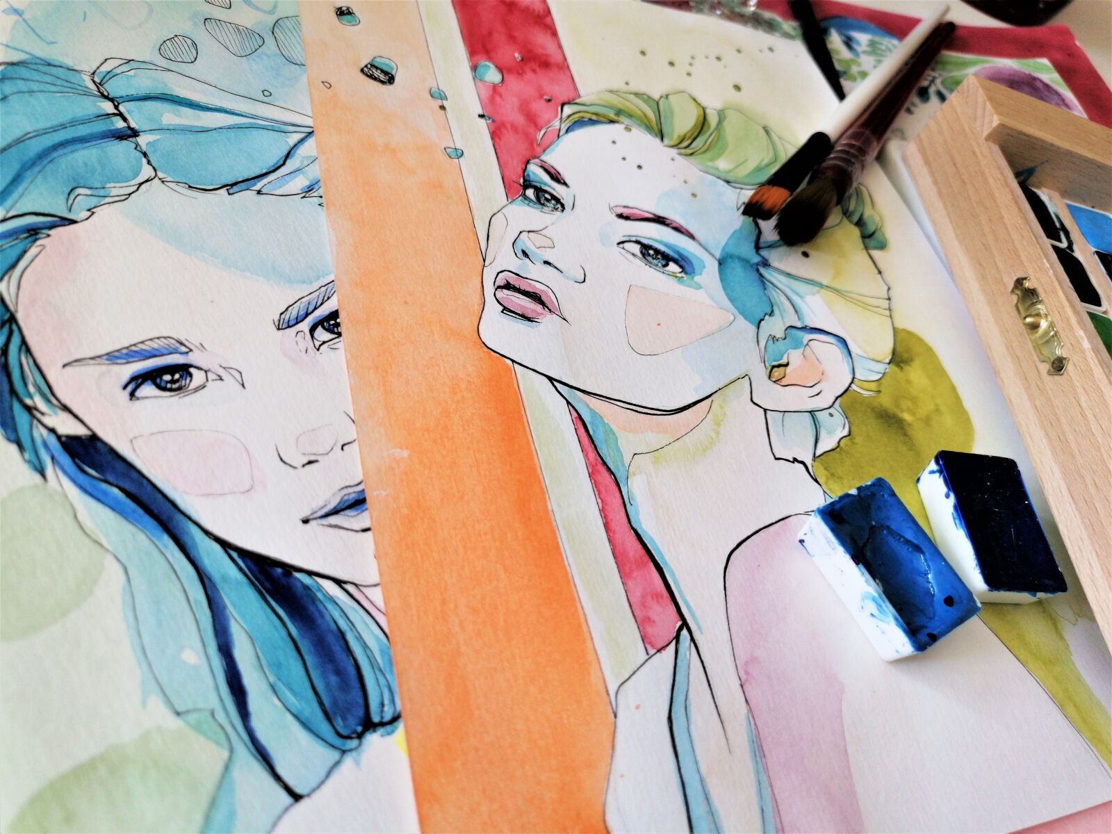HUAWEI P30 LITE sample photo. Watercolor, portrait, painting photography