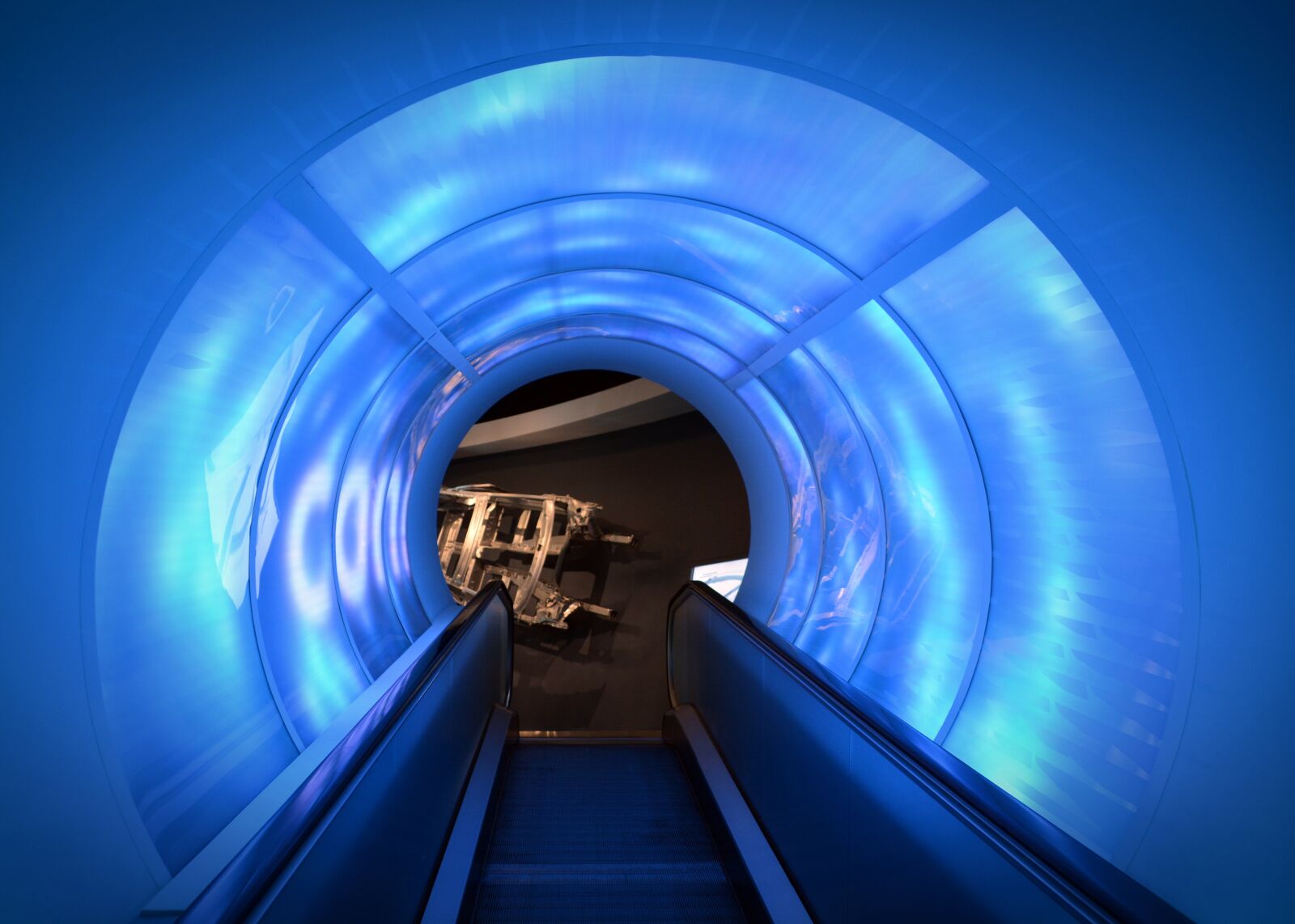 Nikon D5200 sample photo. Escalator, light, light tunnel photography
