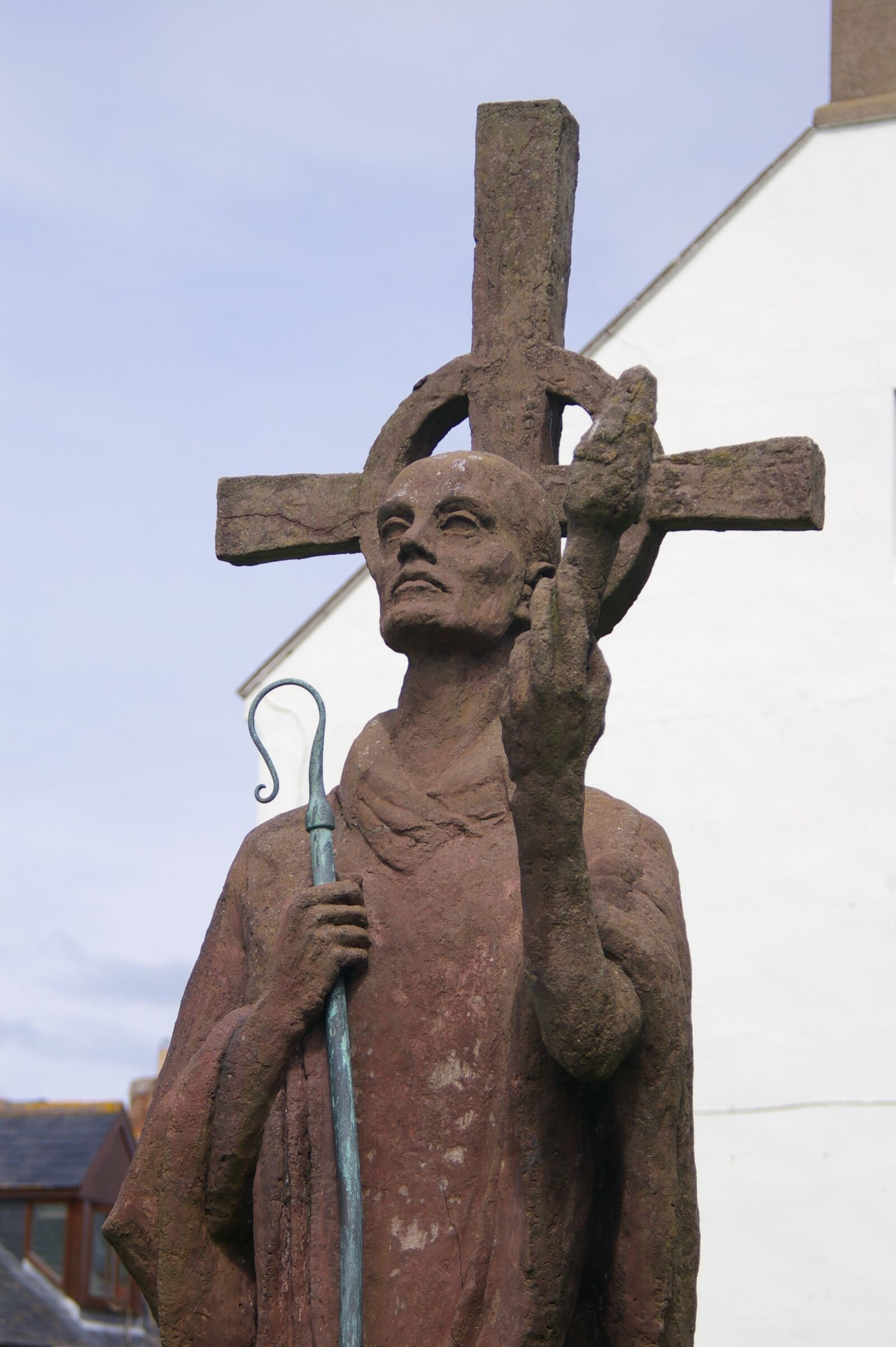 Pentax K110D sample photo. Northumberland, statue, church photography