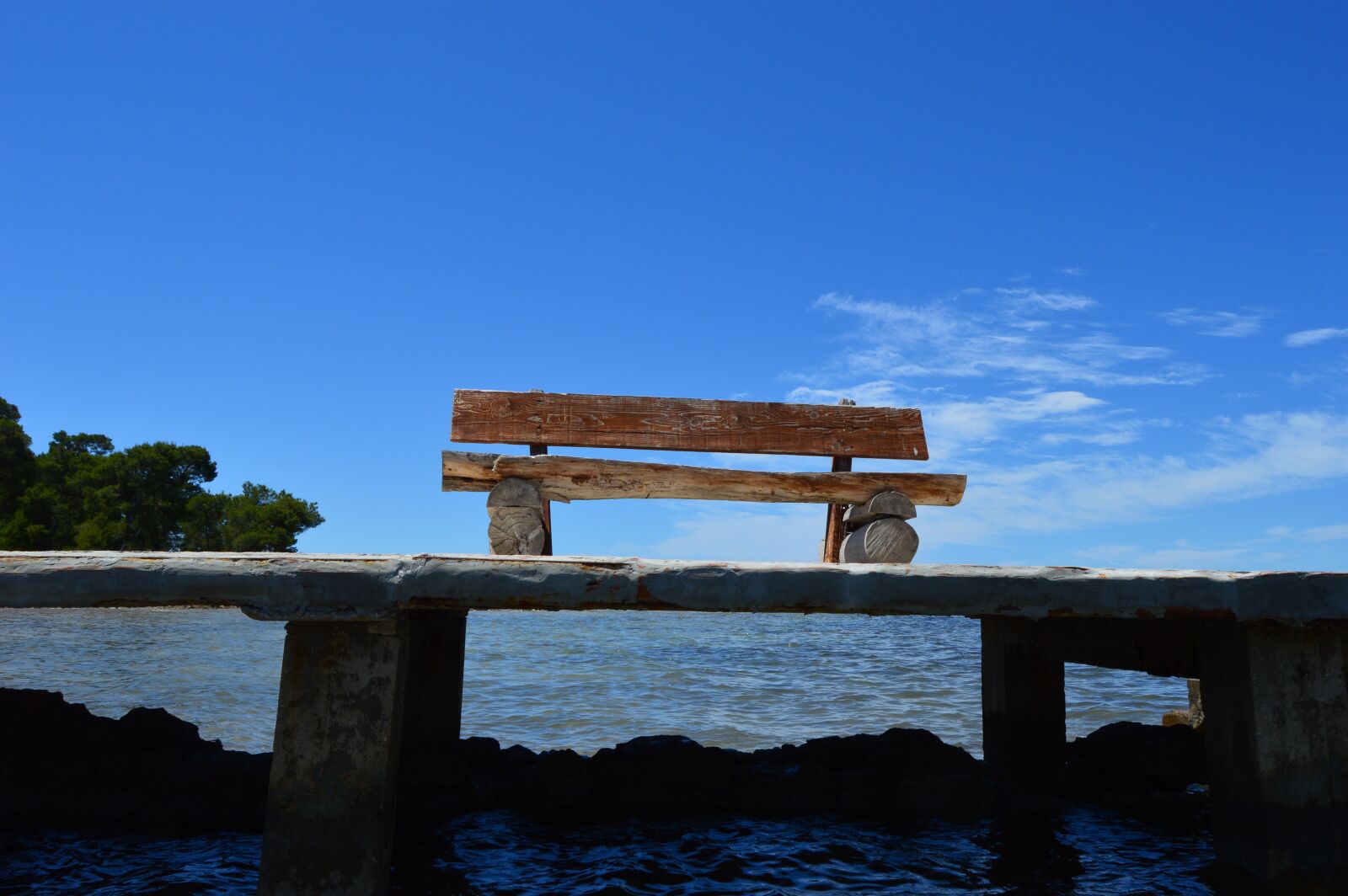 Nikon D3200 sample photo. Bench, pier, sea photography