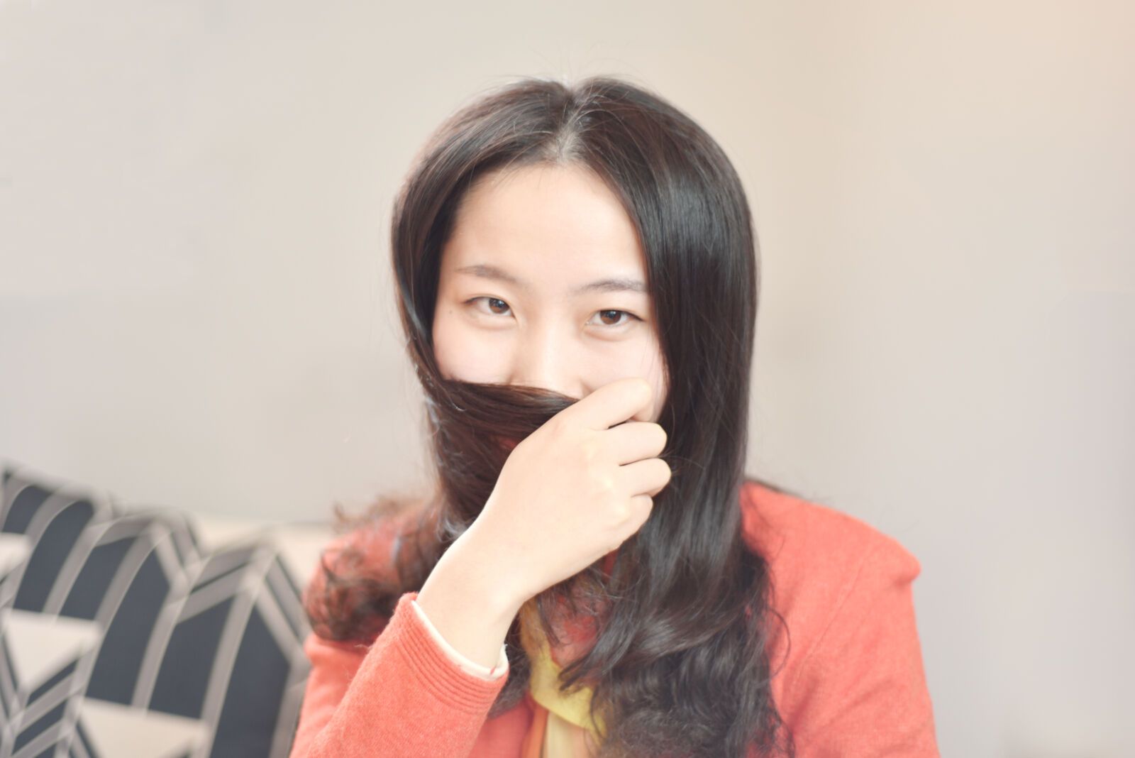 Nikon D750 sample photo. Woman, wearing, orange, blazer photography