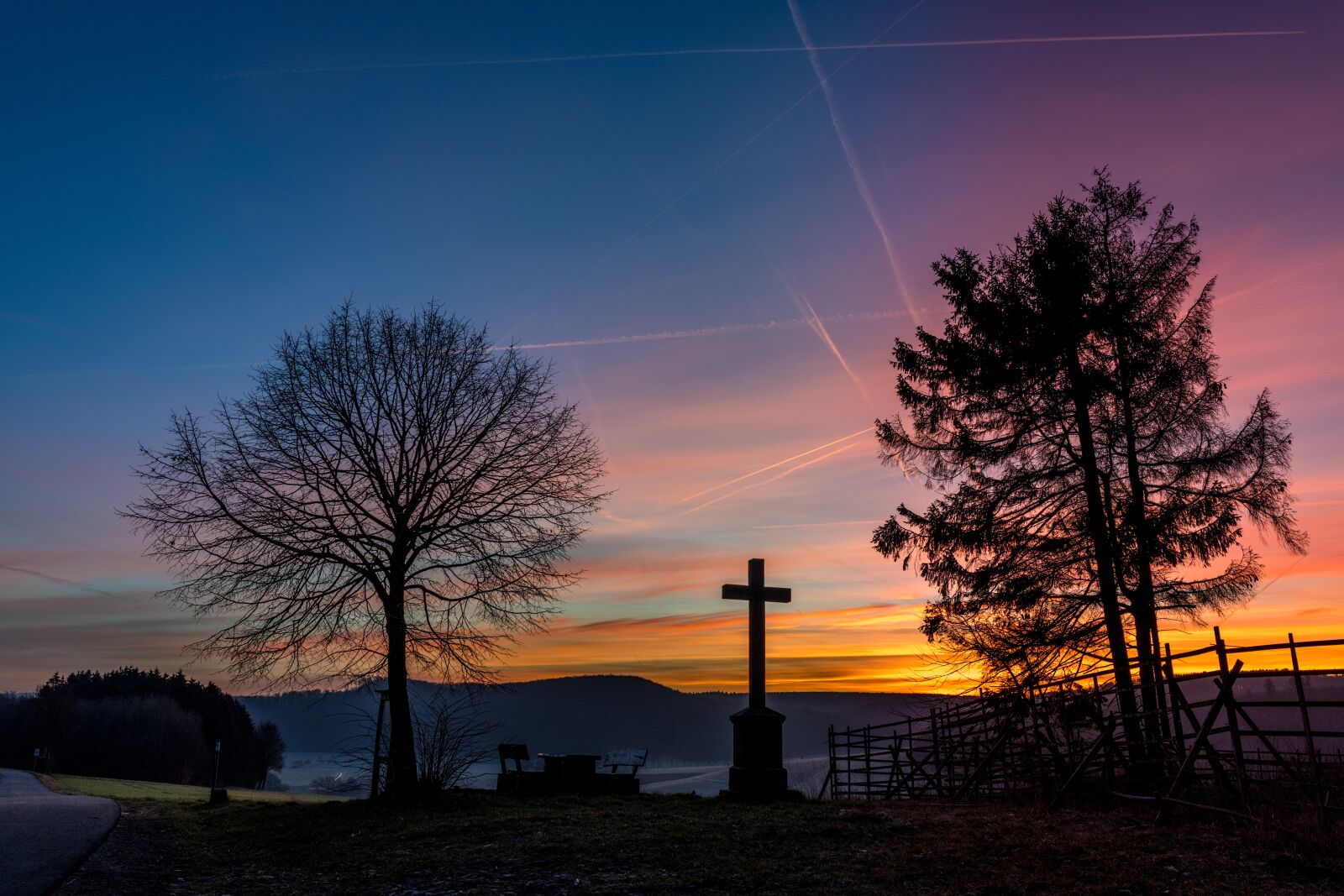 Nikon D850 sample photo. Sunrise, cross, silhouette photography