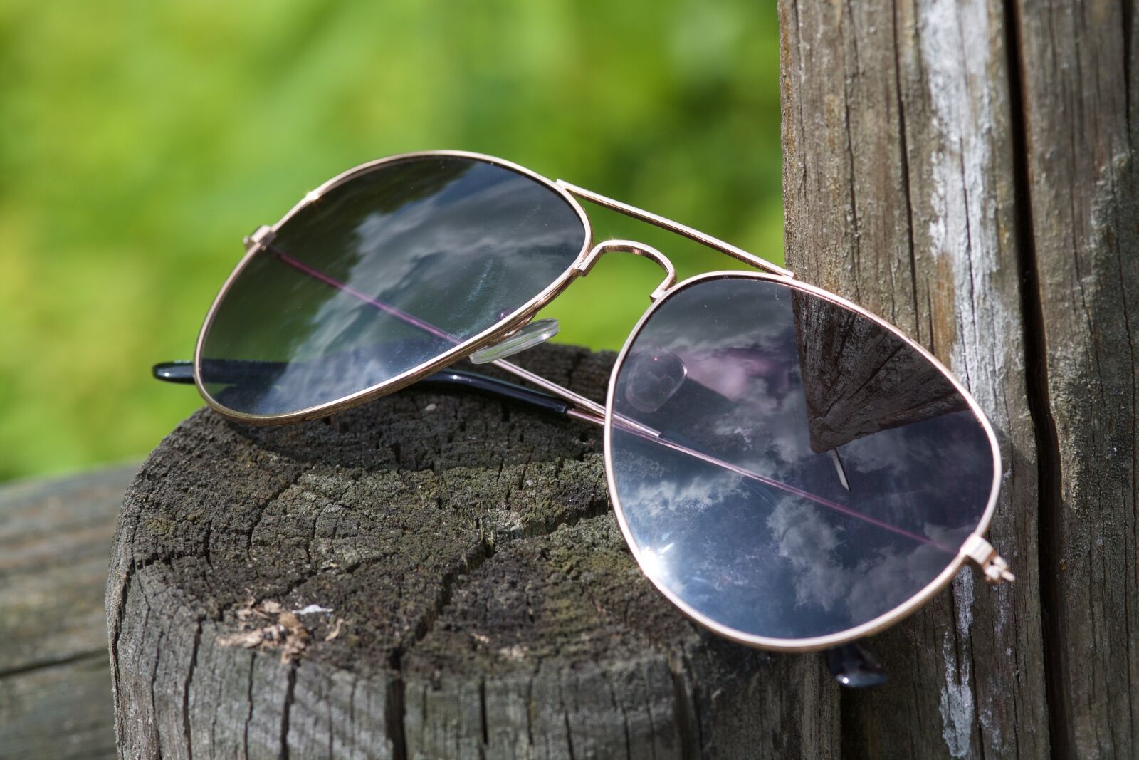 Canon EOS 1000D (EOS Digital Rebel XS / EOS Kiss F) sample photo. Sunglasses, wood, summer photography
