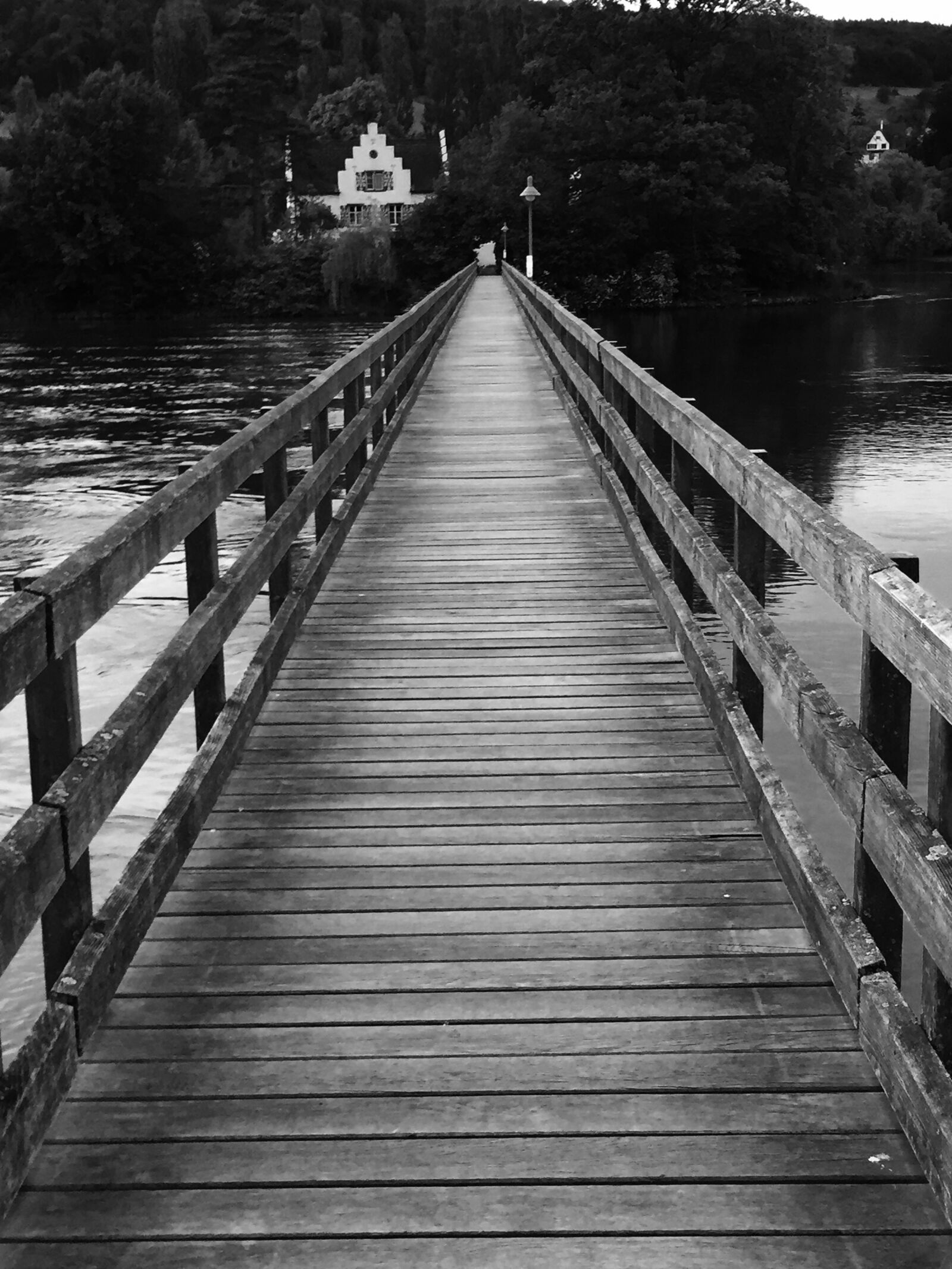 Apple iPhone 6 sample photo. Wooden bridge, water, house photography