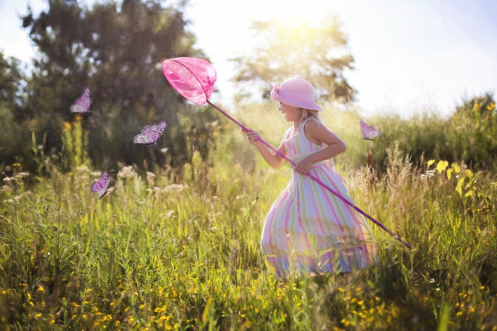 Canon EF 50mm F1.4 USM sample photo. Chasing butterflies, little girl photography
