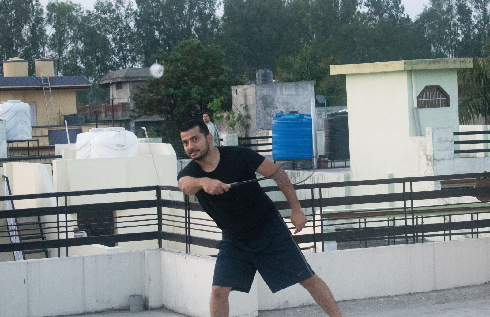 Nikon D3300 sample photo. Badminton, playing, rooftop photography