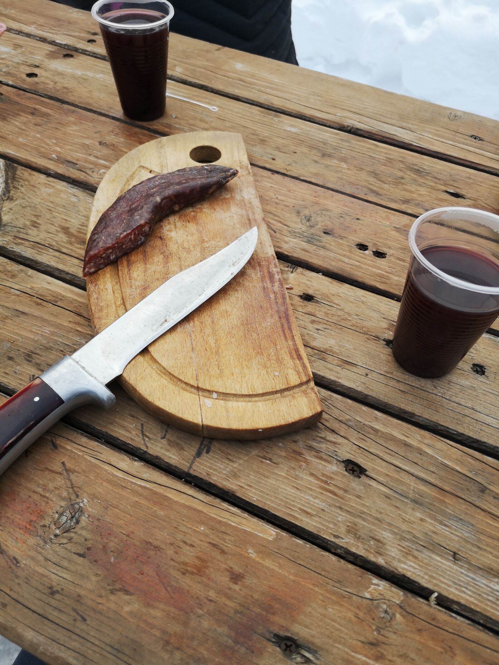 HUAWEI P20 sample photo. Meat, mulled wine, knife photography