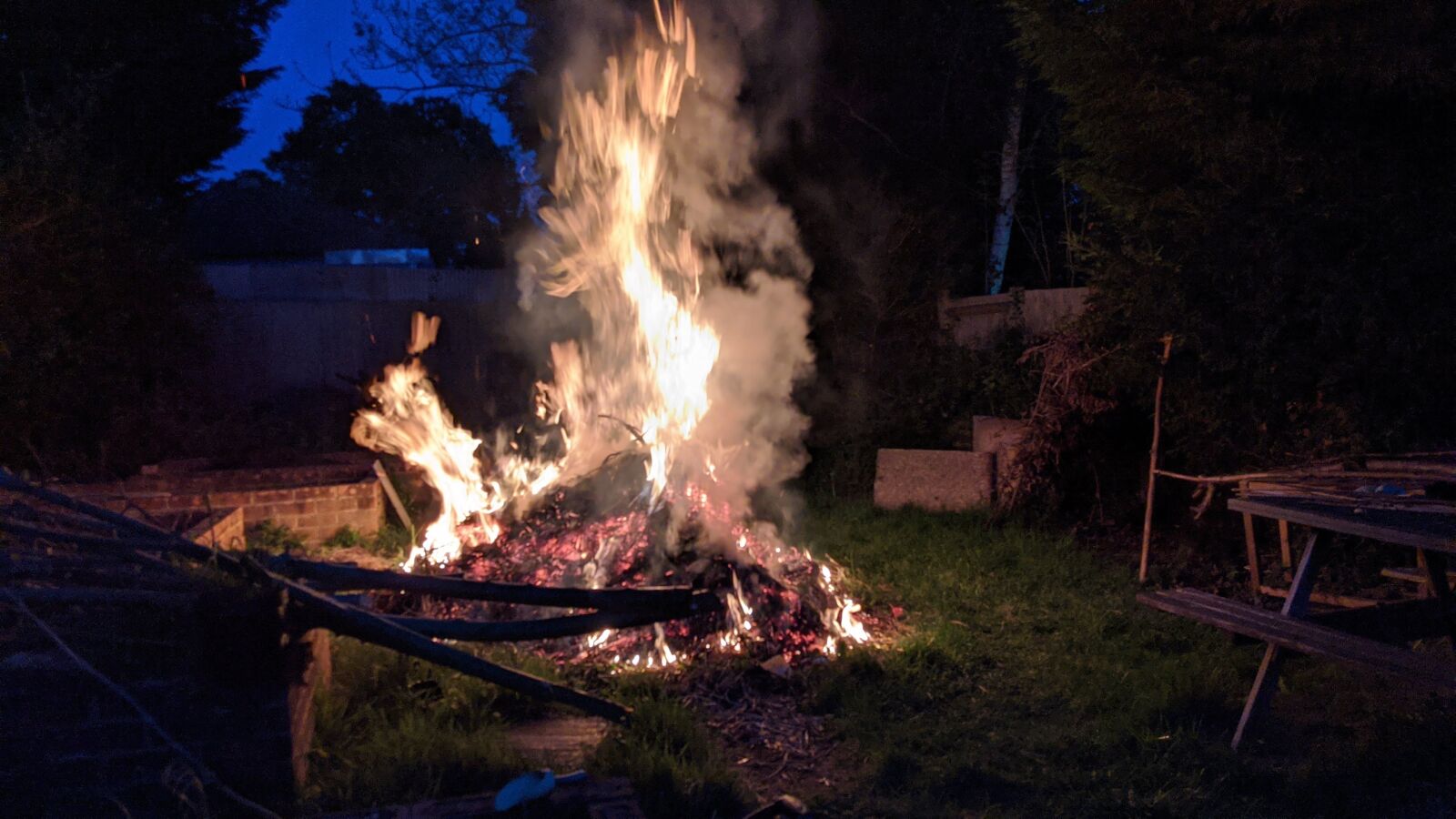 Google Pixel 3a sample photo. Fire, campfire, bonfire photography