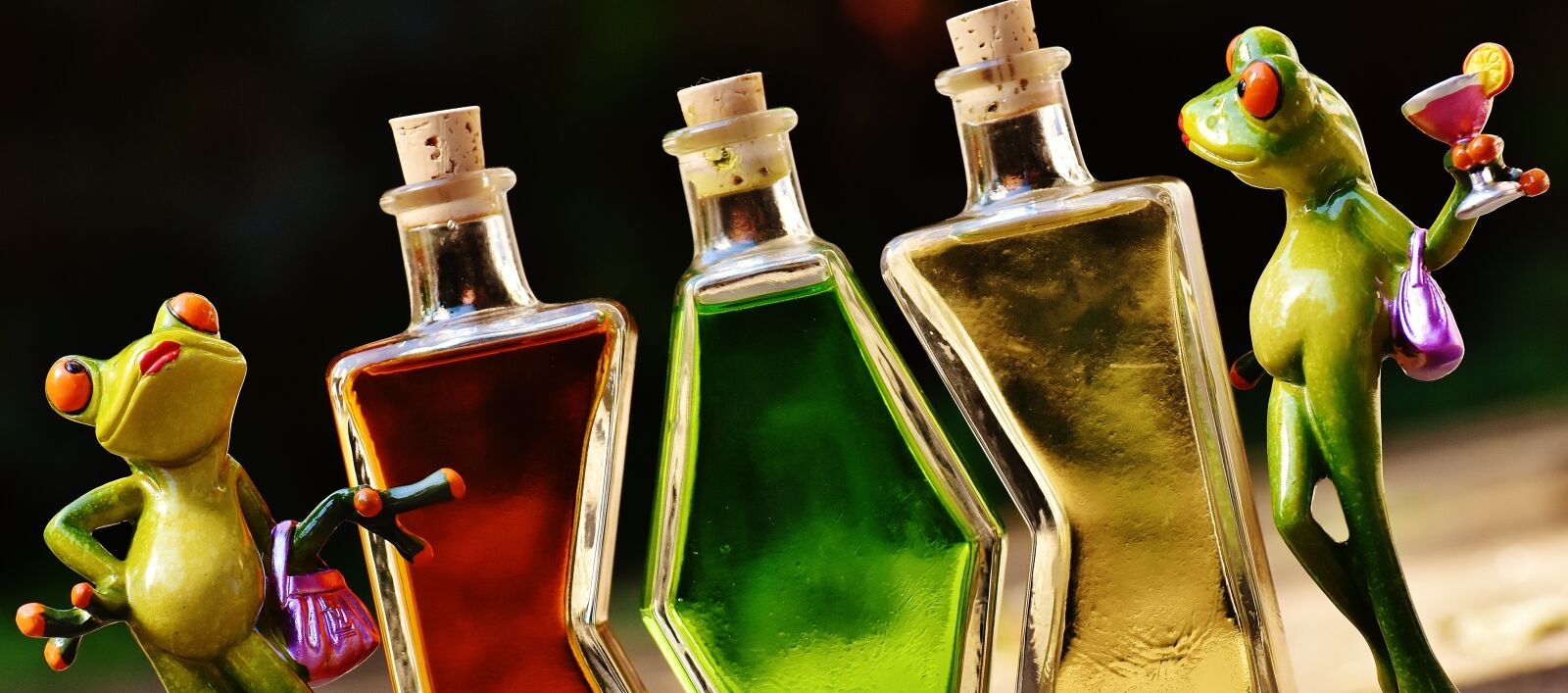 Nikon D7200 sample photo. Frogs, beverages, bottles photography