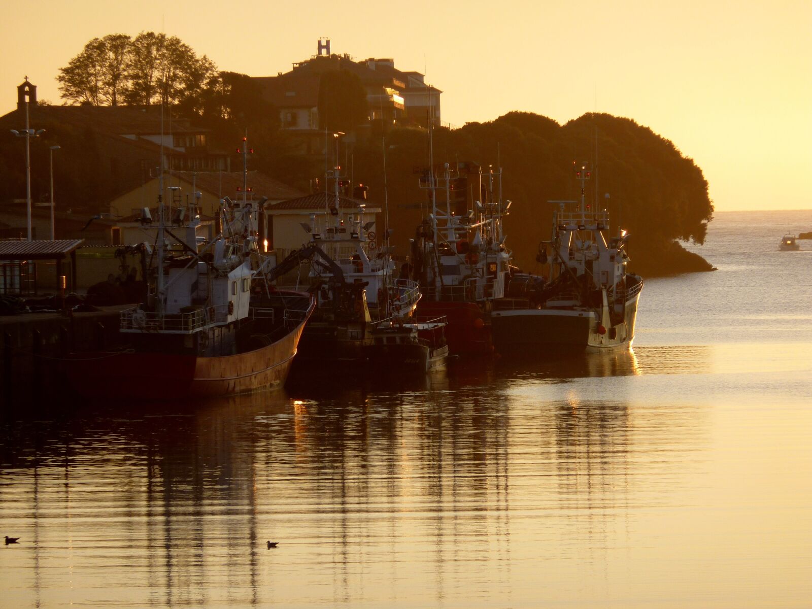 Panasonic DMC-TZ7 sample photo. Sunrise, boat, fisherman photography