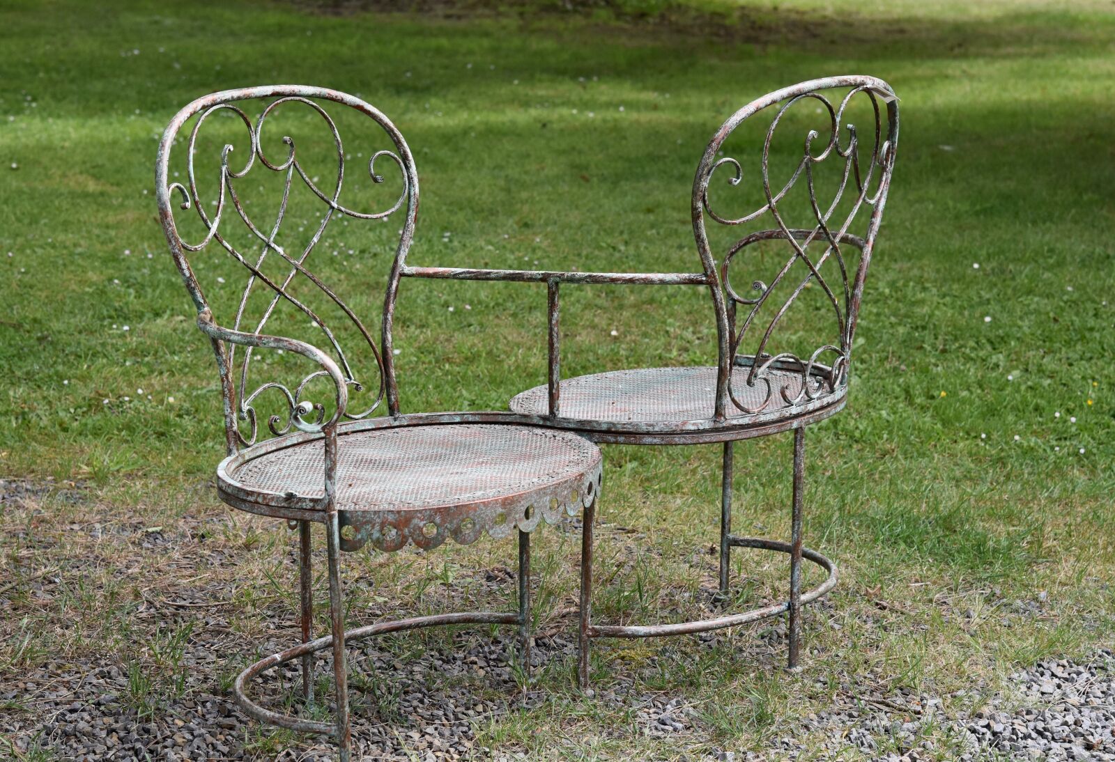 Nikon D5600 sample photo. Bench iron green patina photography