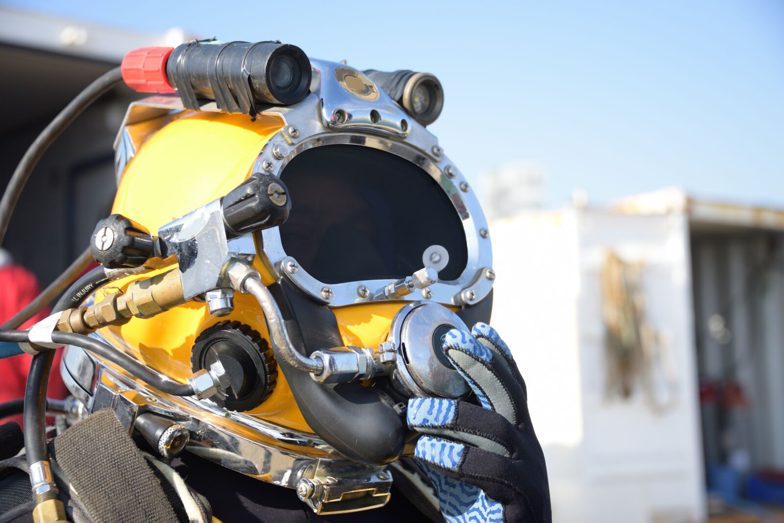 Nikon D750 sample photo. Commercial diver, diving, helmet photography