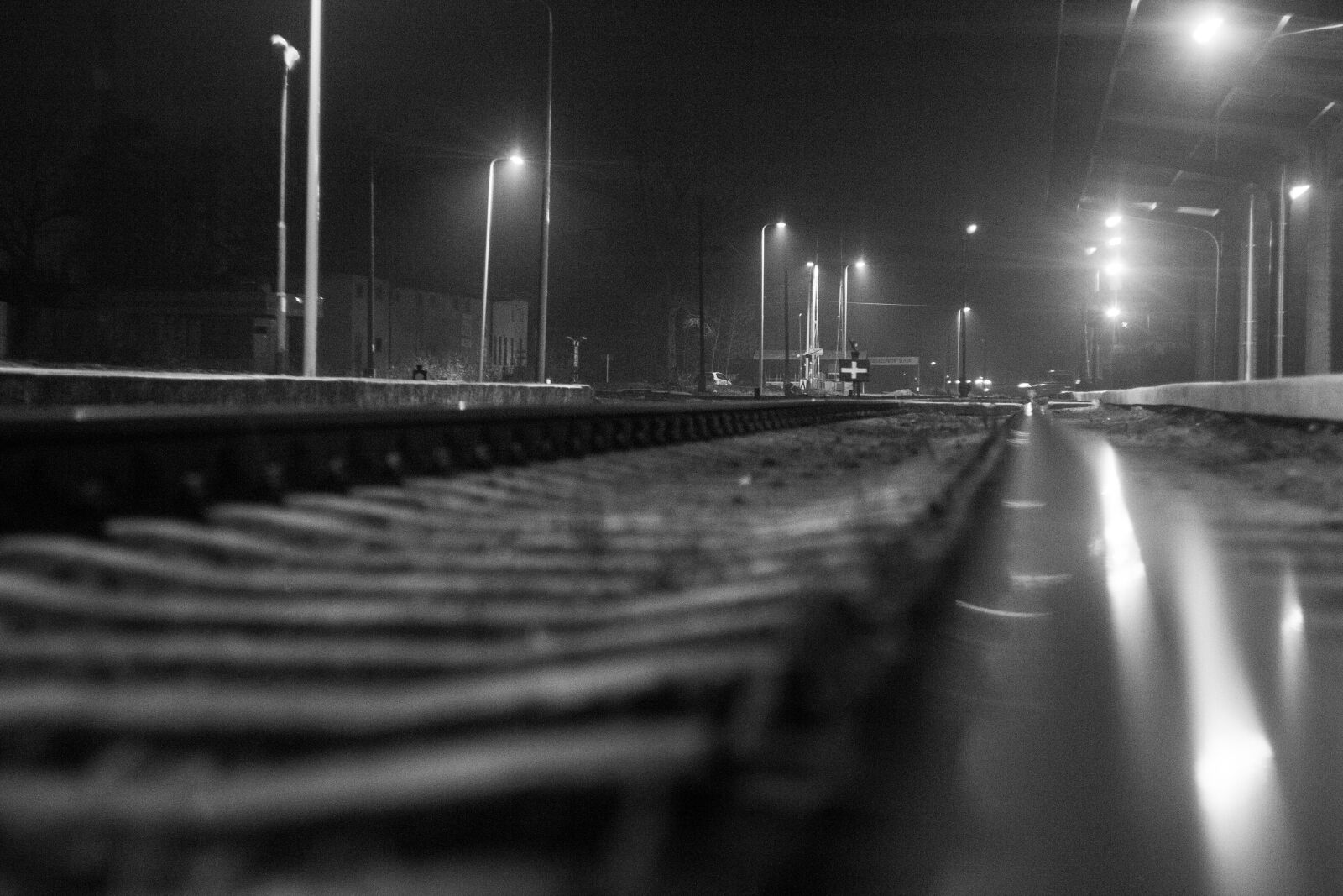 Canon EF 35-80mm f/4-5.6 sample photo. Night, tracks, train photography