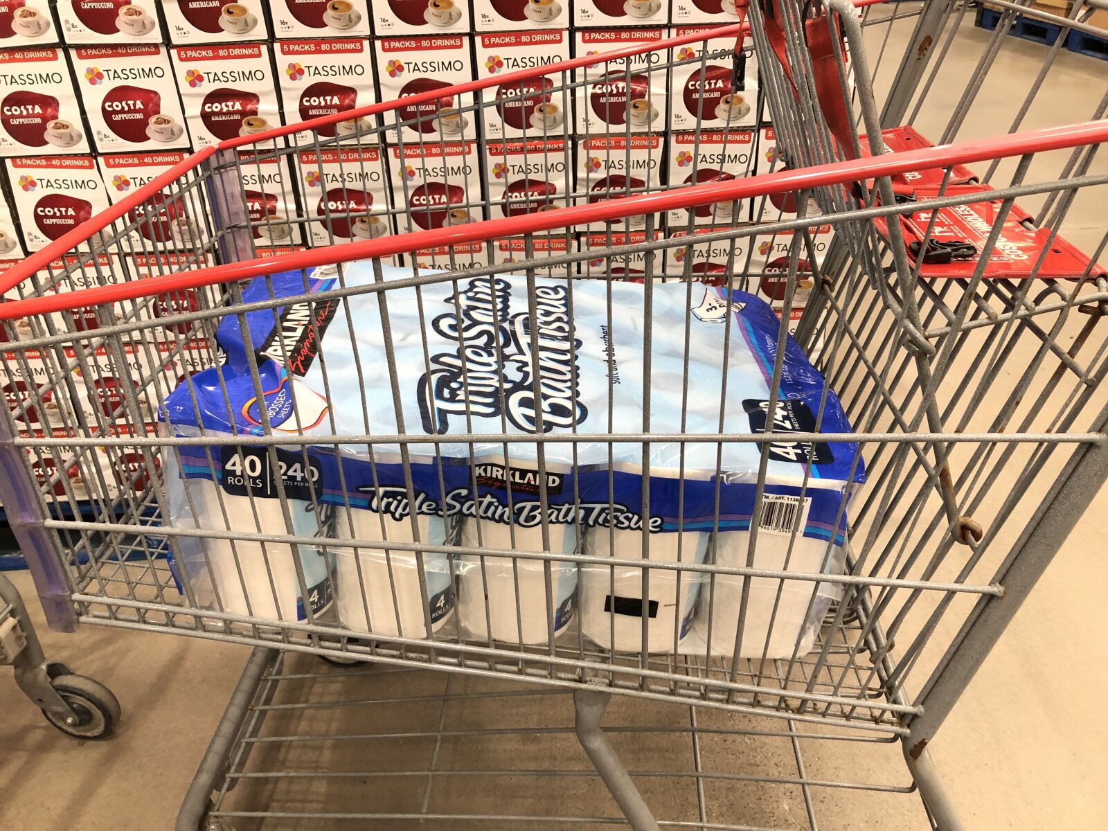 iPhone X back dual camera 4mm f/1.8 sample photo. Toilet rolls, trolley, shopping photography