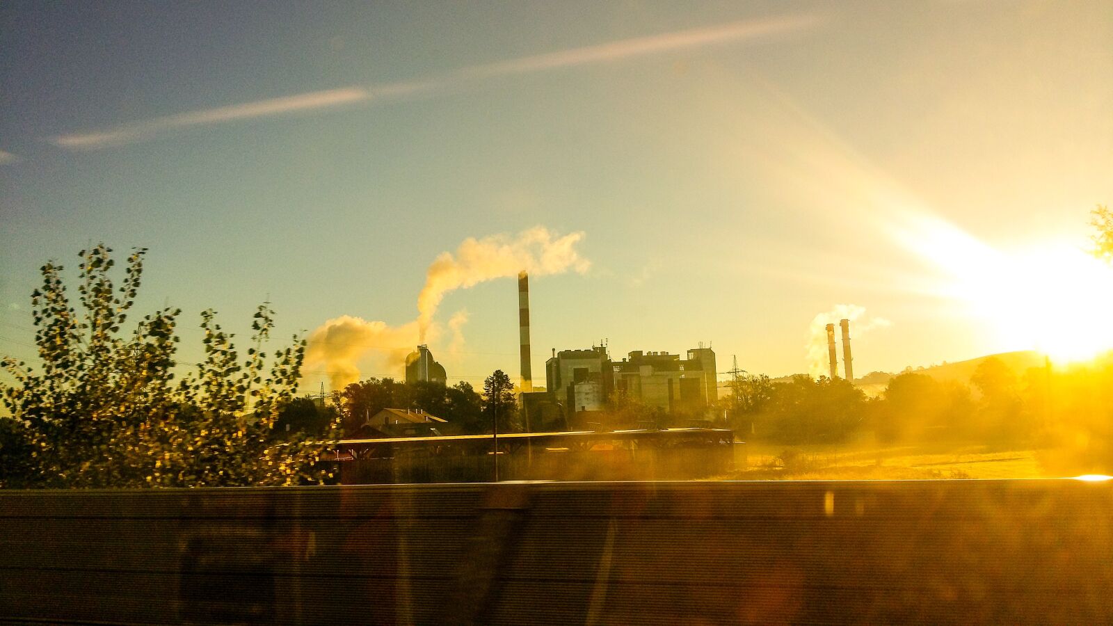Samsung Galaxy A5 sample photo. Power plant, smoke, sunrise photography