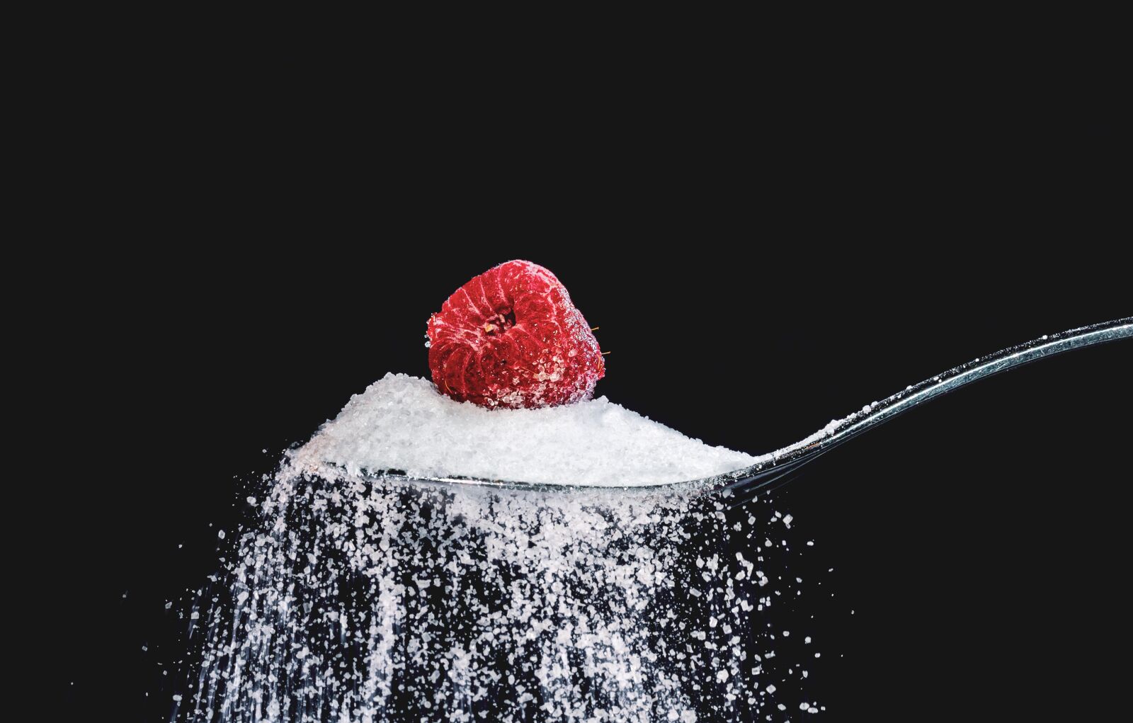 Canon EF-S 60mm F2.8 Macro USM sample photo. Raspberry, sugar, spoon photography