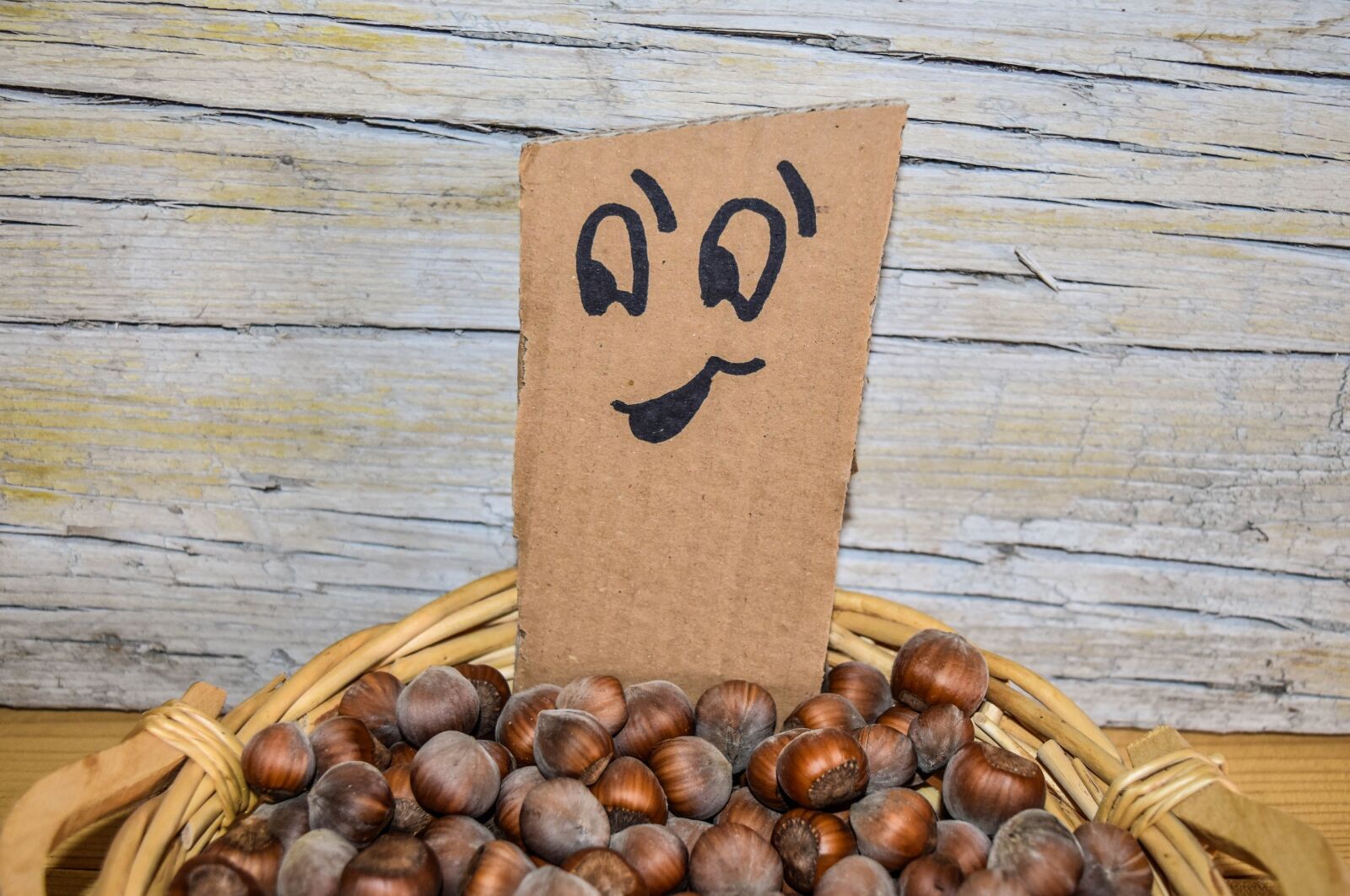 Nikon D5500 sample photo. Emoji, smiley face, hazelnuts photography