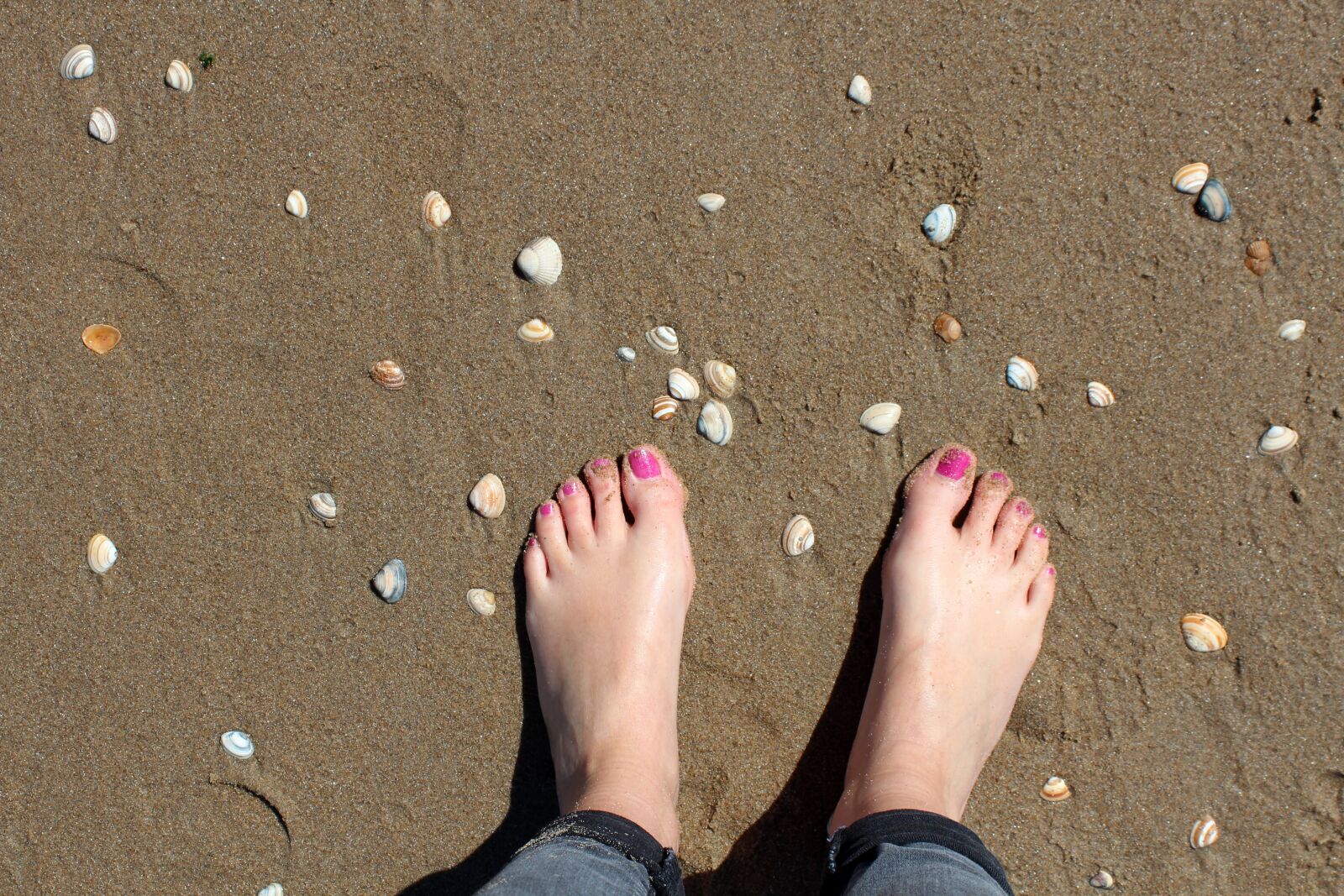 Canon EF 28-90mm f/4-5.6 sample photo. Feet, beach, mussels photography