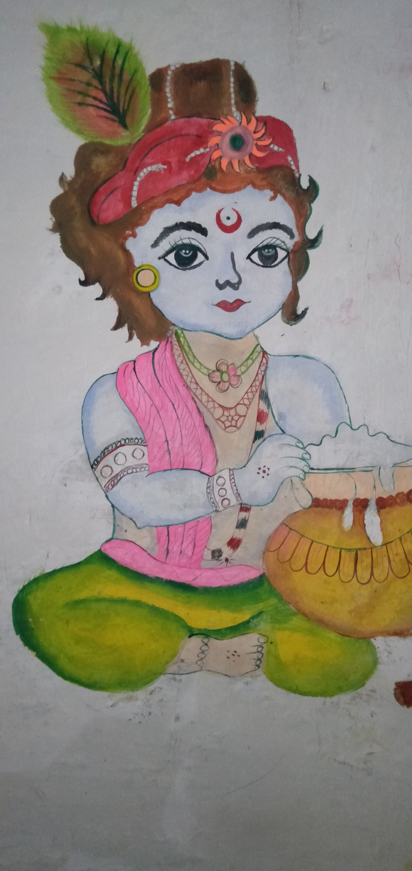 OPPO Realme C1 sample photo. Krishna art, drawing krishna photography