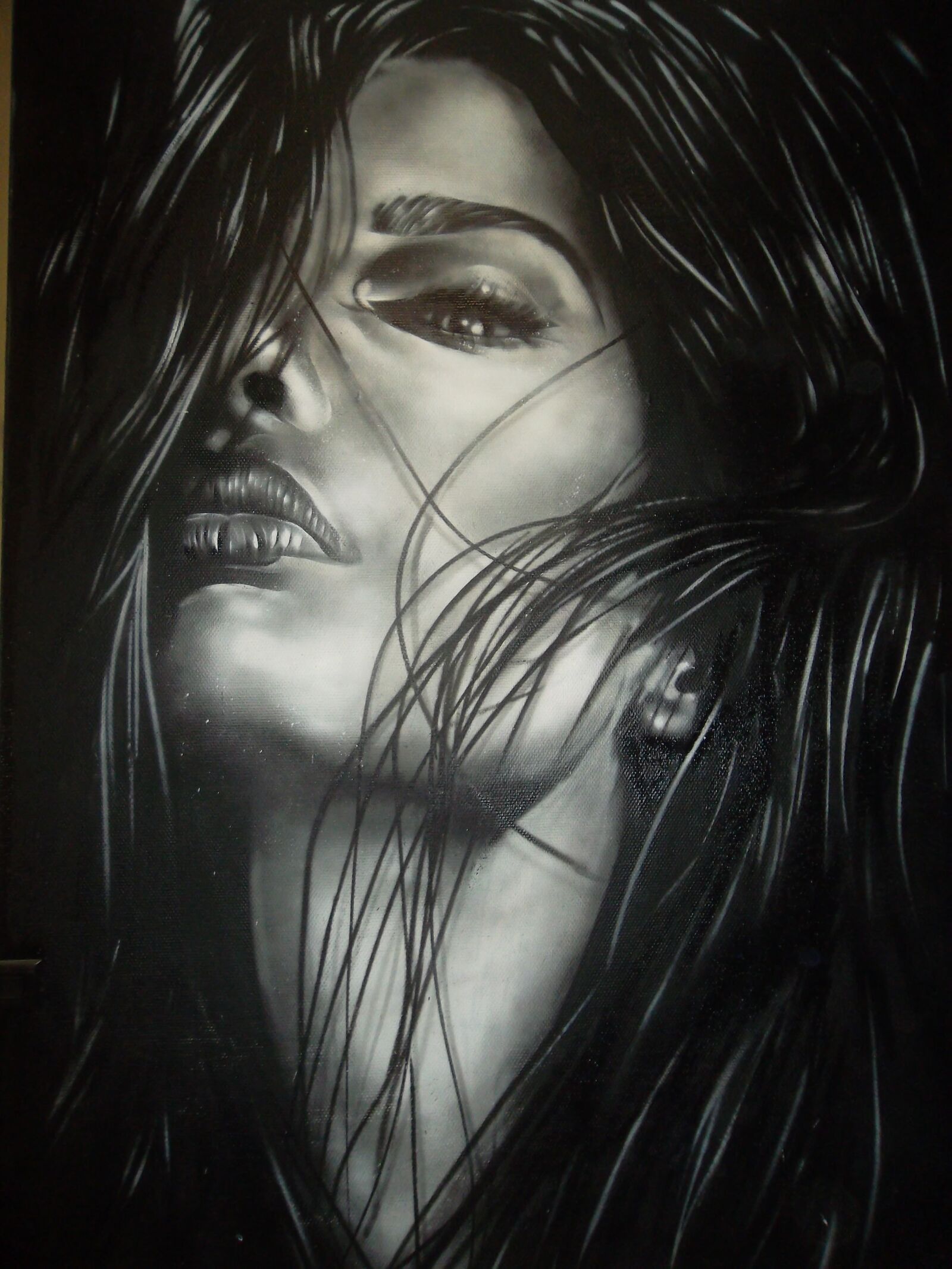 Samsung ST65 sample photo. Woman, graffitti, alley photography