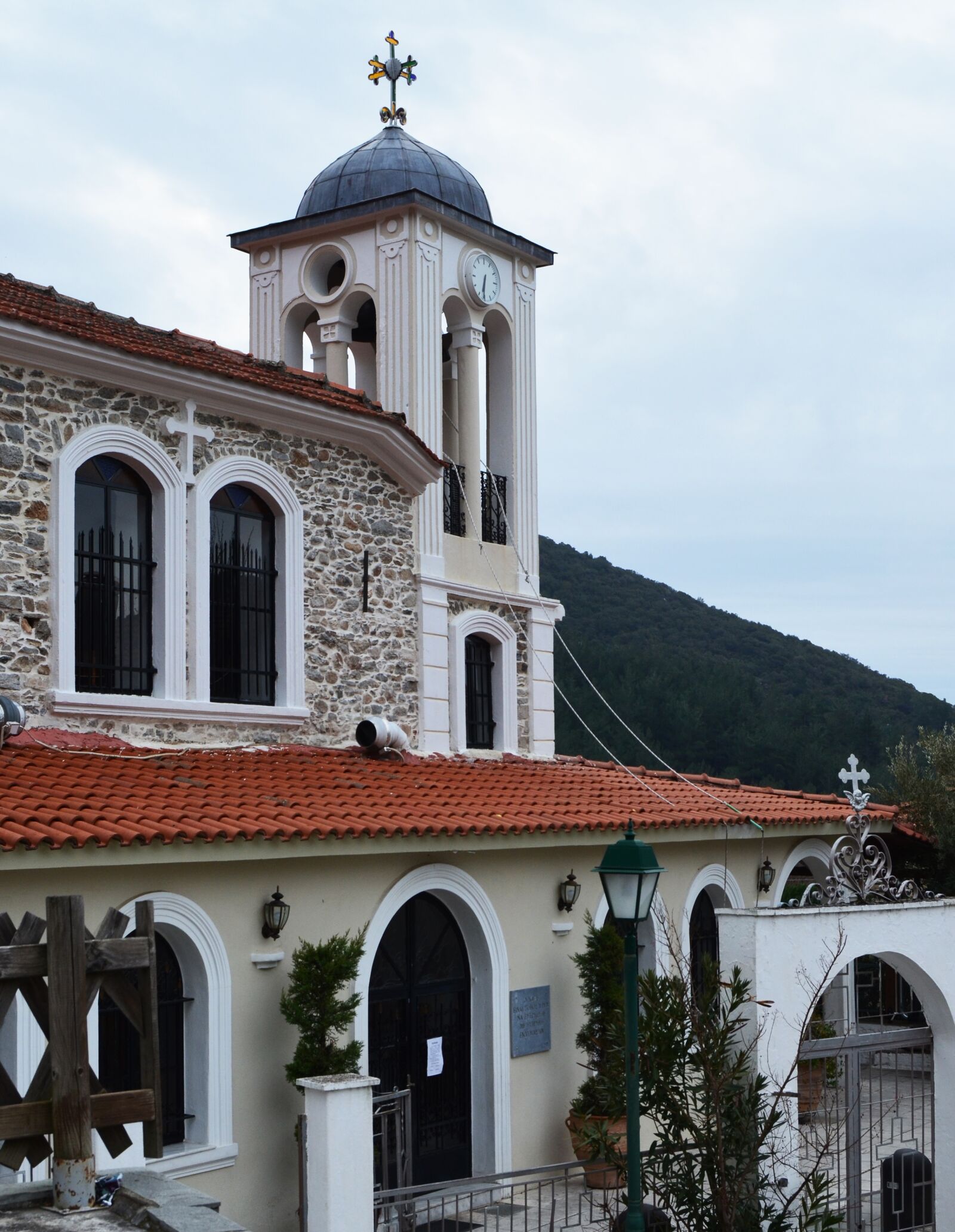 Nikon D5100 sample photo. Greek church, cross, tile photography