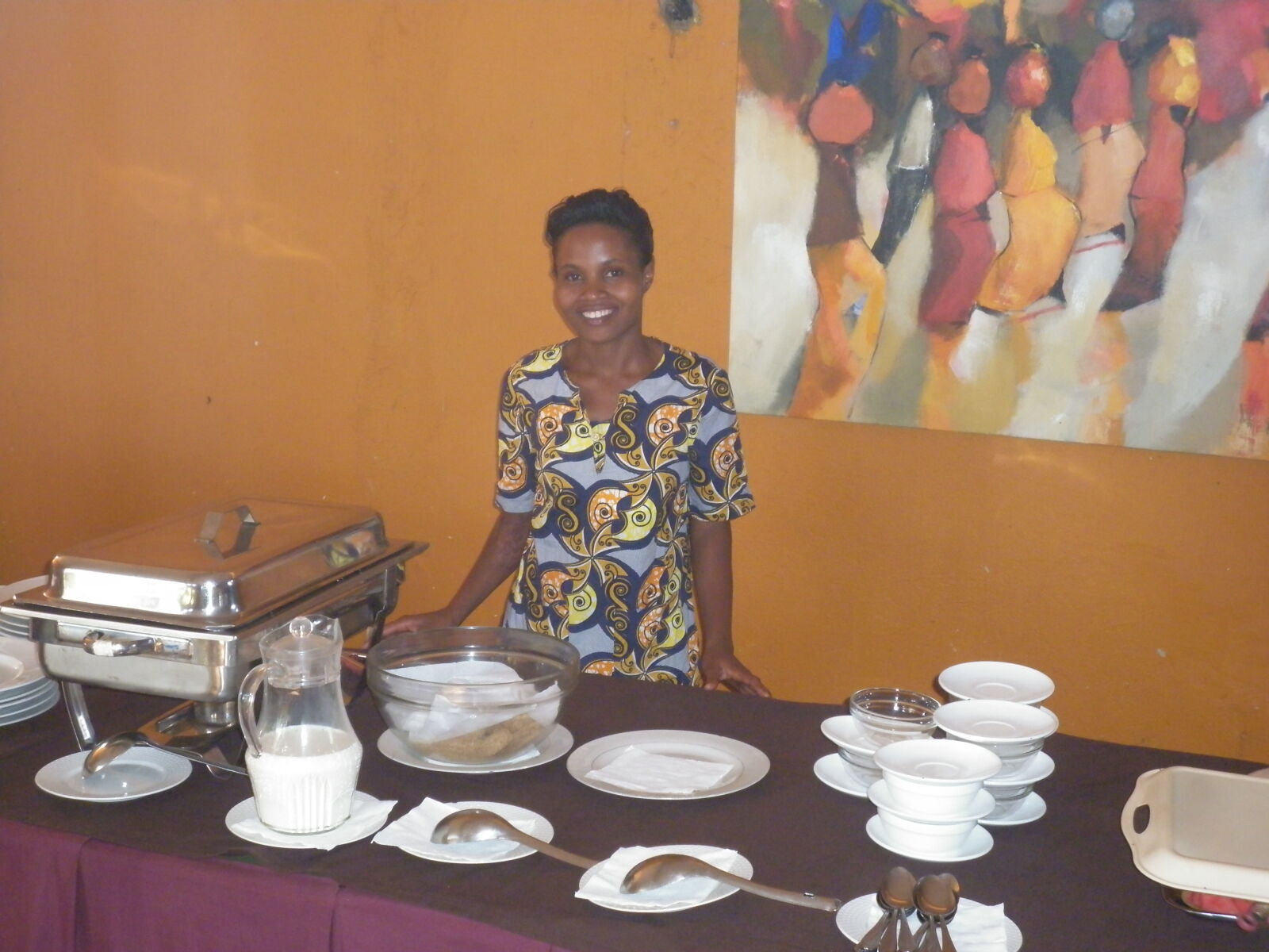 Panasonic DMC-F3 sample photo. Africa, breakfast, hotel, lady photography