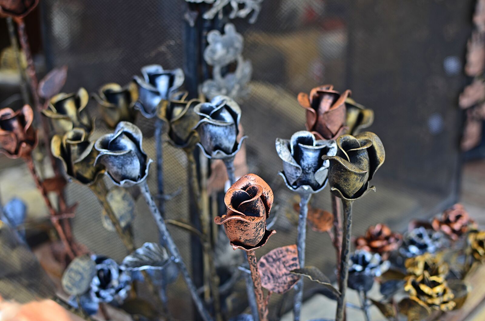 Nikon D7000 sample photo. Roses, metal, metalwork photography