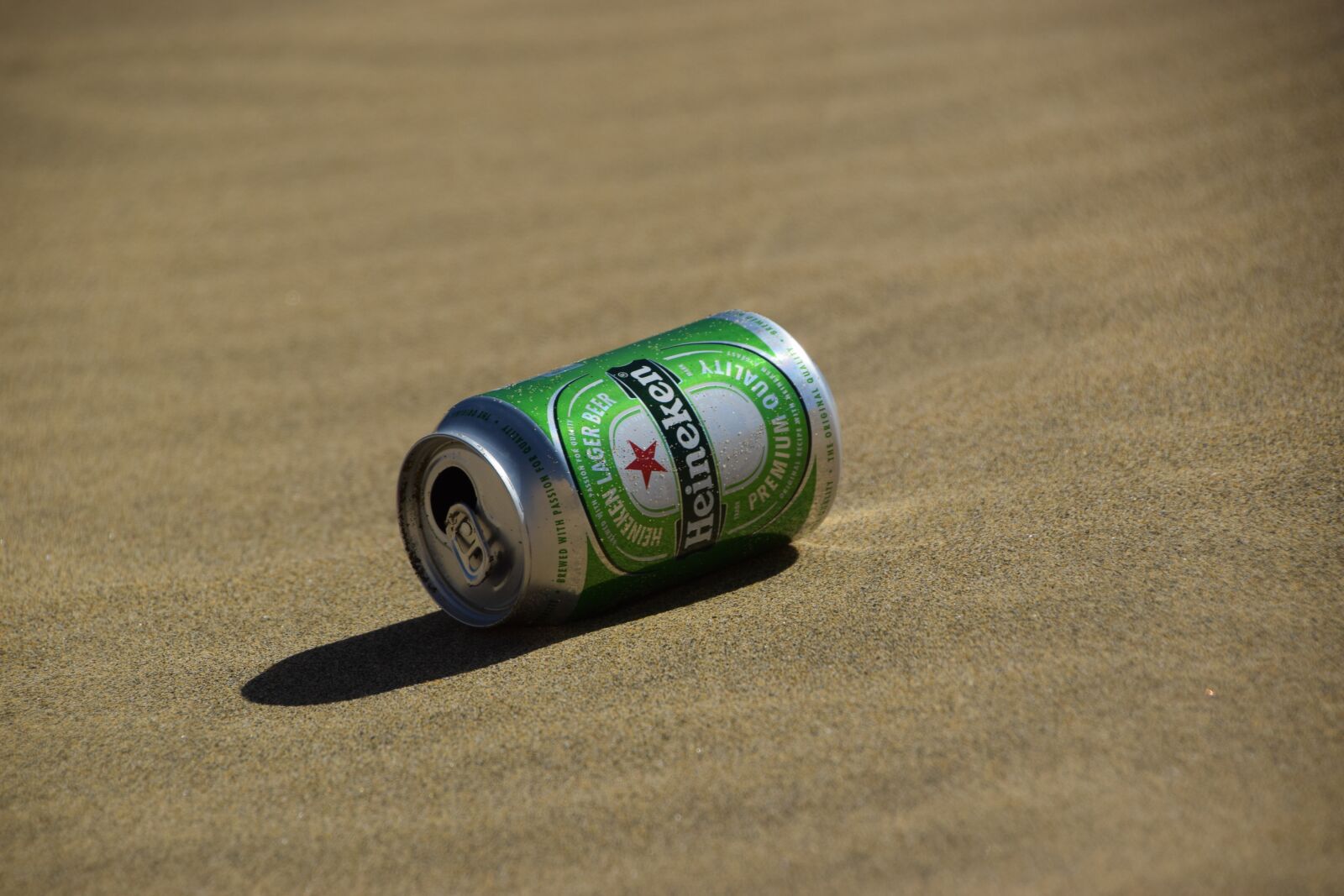 Nikon D3300 sample photo. Beer, beer can, sand photography