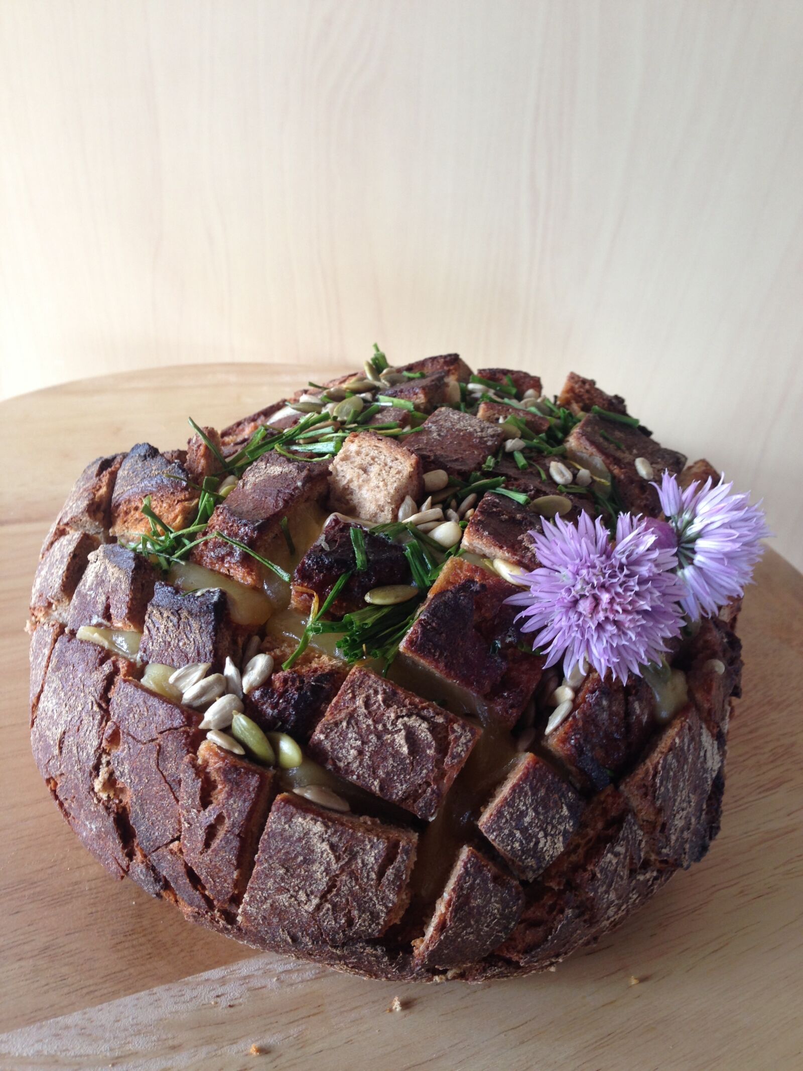 iPhone 5 back camera 4.12mm f/2.4 sample photo. Bread, chives, sunflower seeds photography