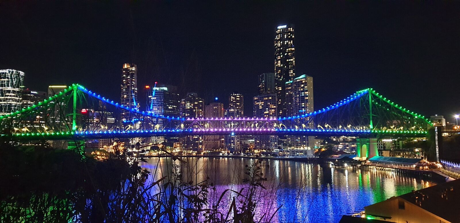 Samsung Galaxy S9+ sample photo. Story bridge brisbane, night photography