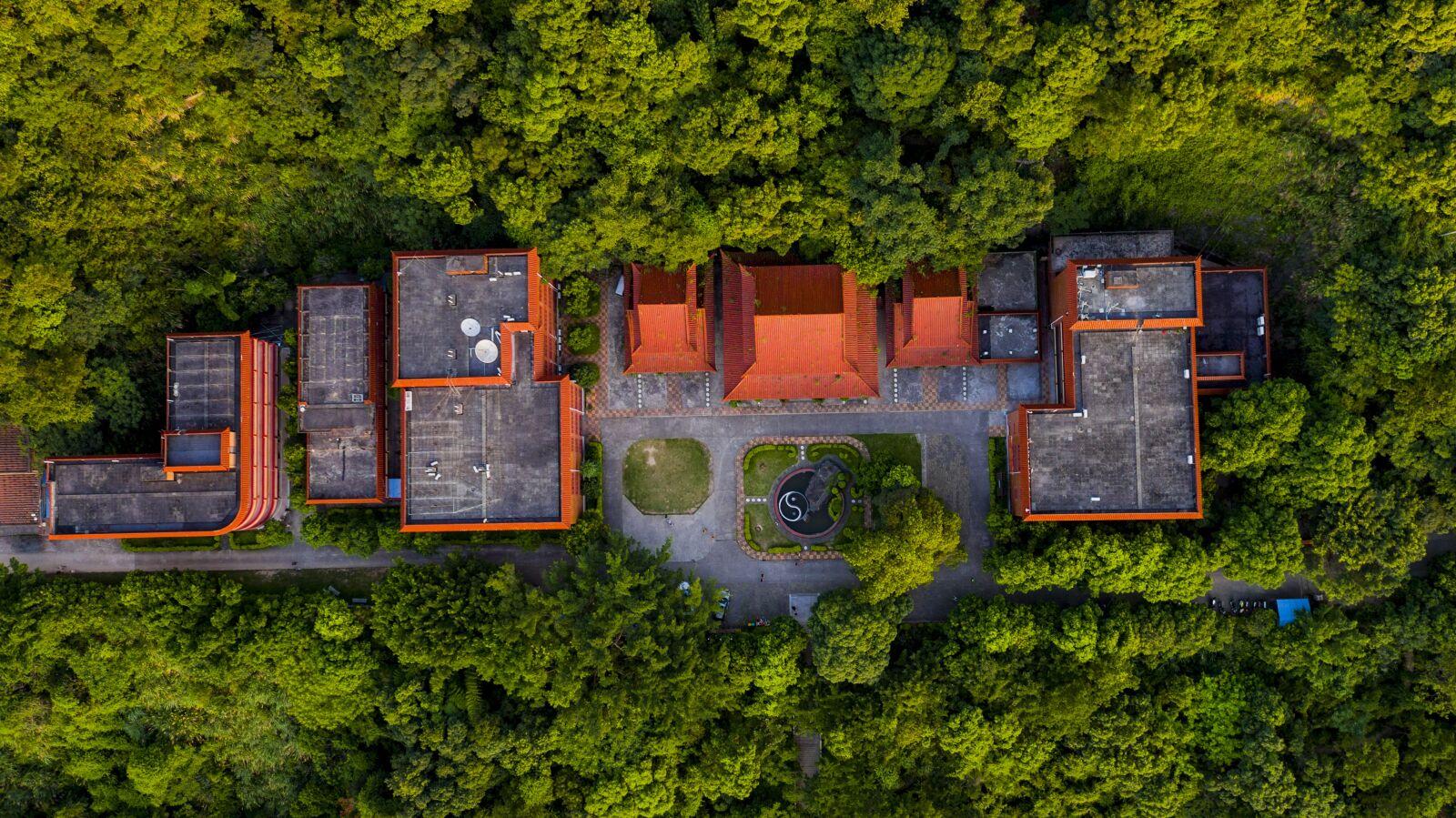 DJI MFT 15mm F1.7 ASPH sample photo. Building, temple, aerial photography